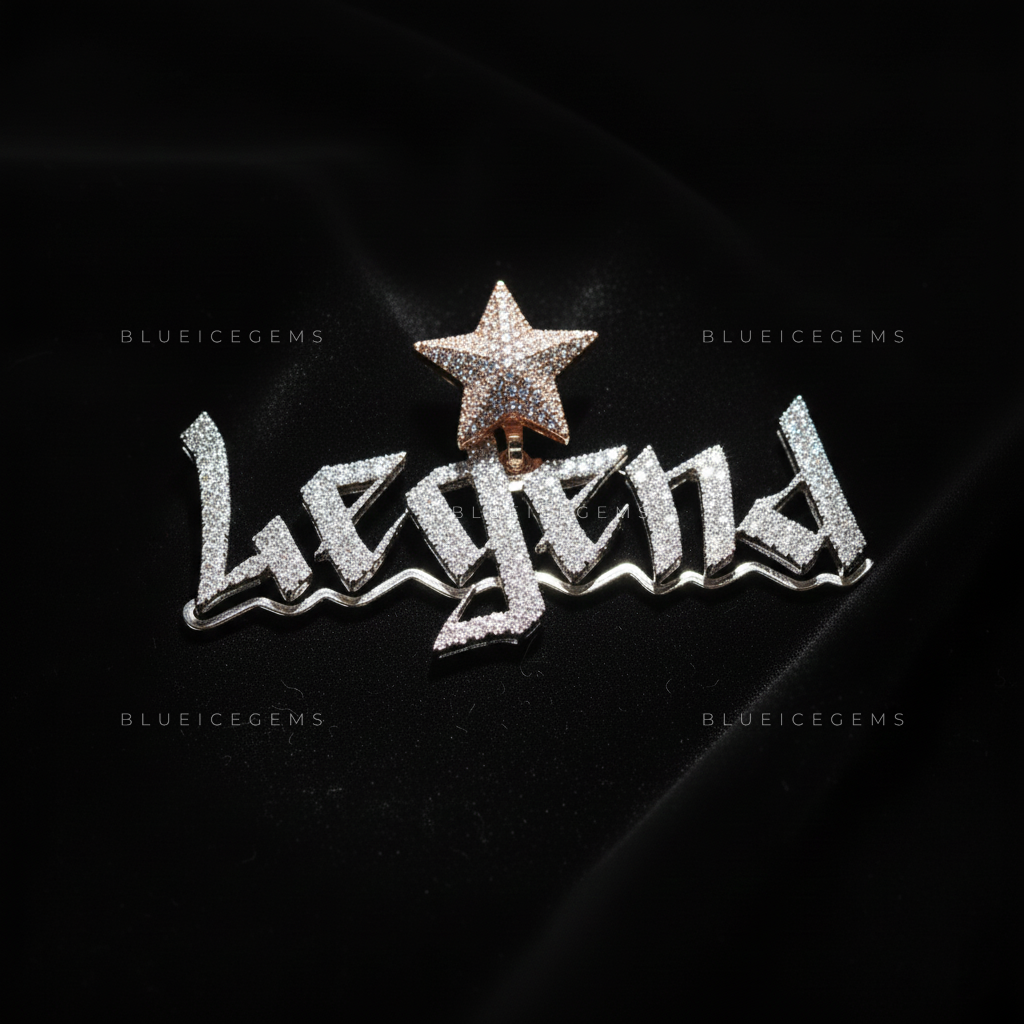 The Galactic "LEGEND" Sovereign: Sharp Gothic Script & Celestial Star Pendant