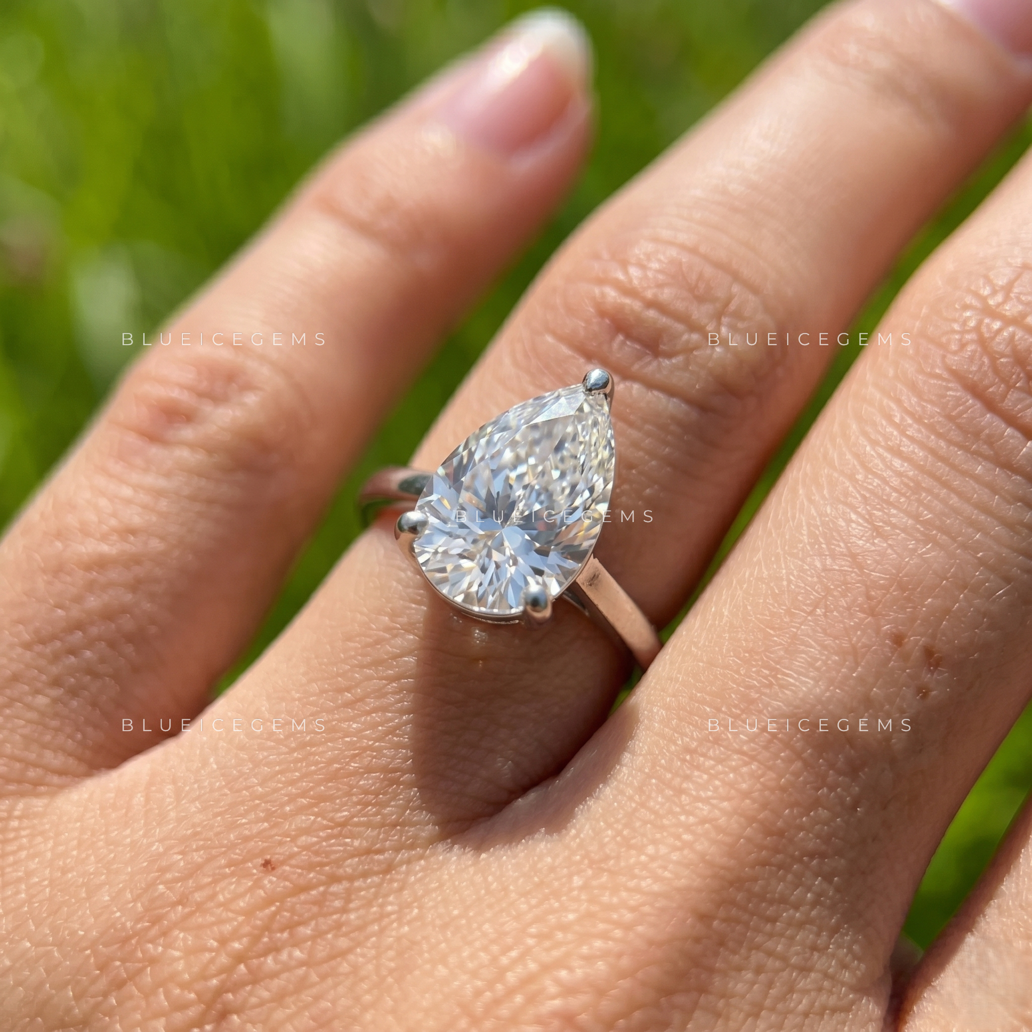 Celestial Silhouette Pear Brilliant Cut Solitaire Engagement Ring