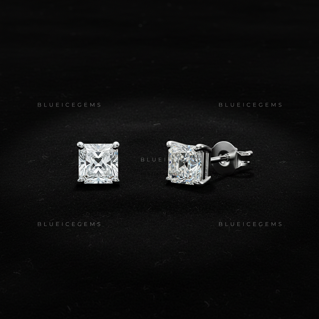 The Deco Prism: Asscher Diamond Stud Earrings