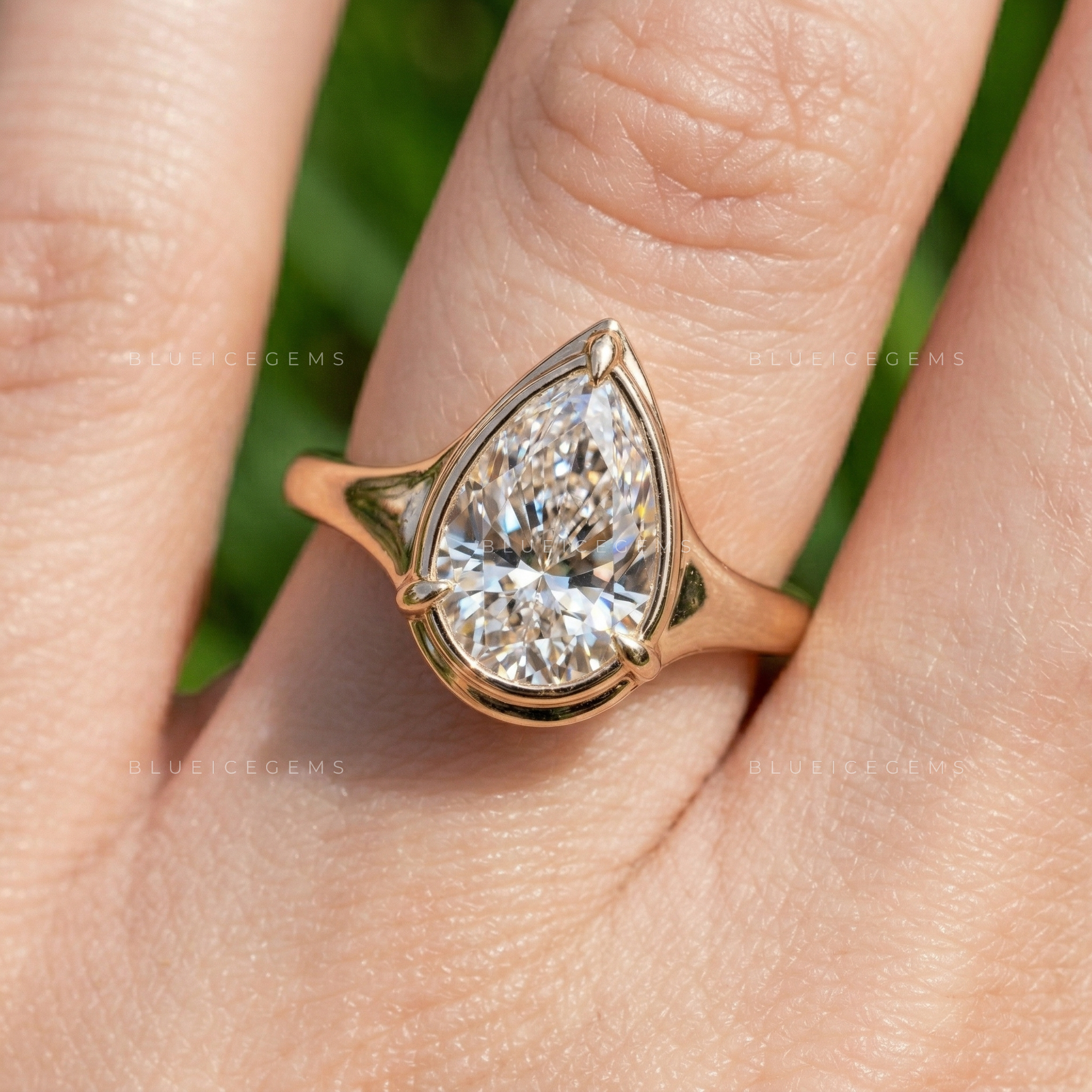 Luminous Grace Pear Cut Solitaire Ring