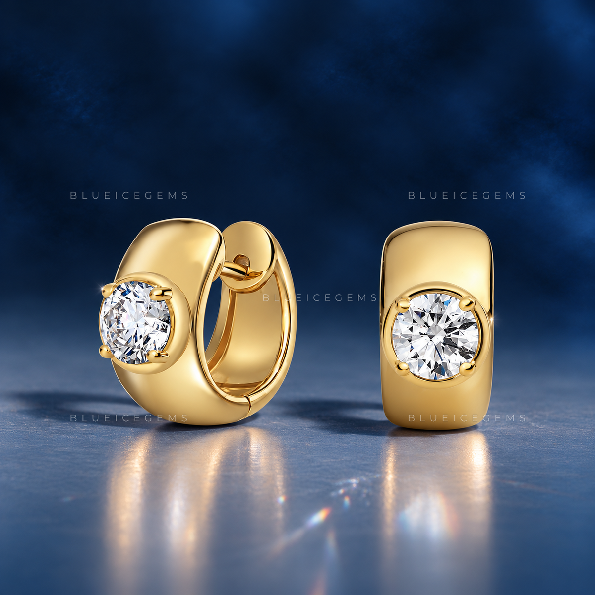 Modern Wide Band Diamond Hoop Earrings