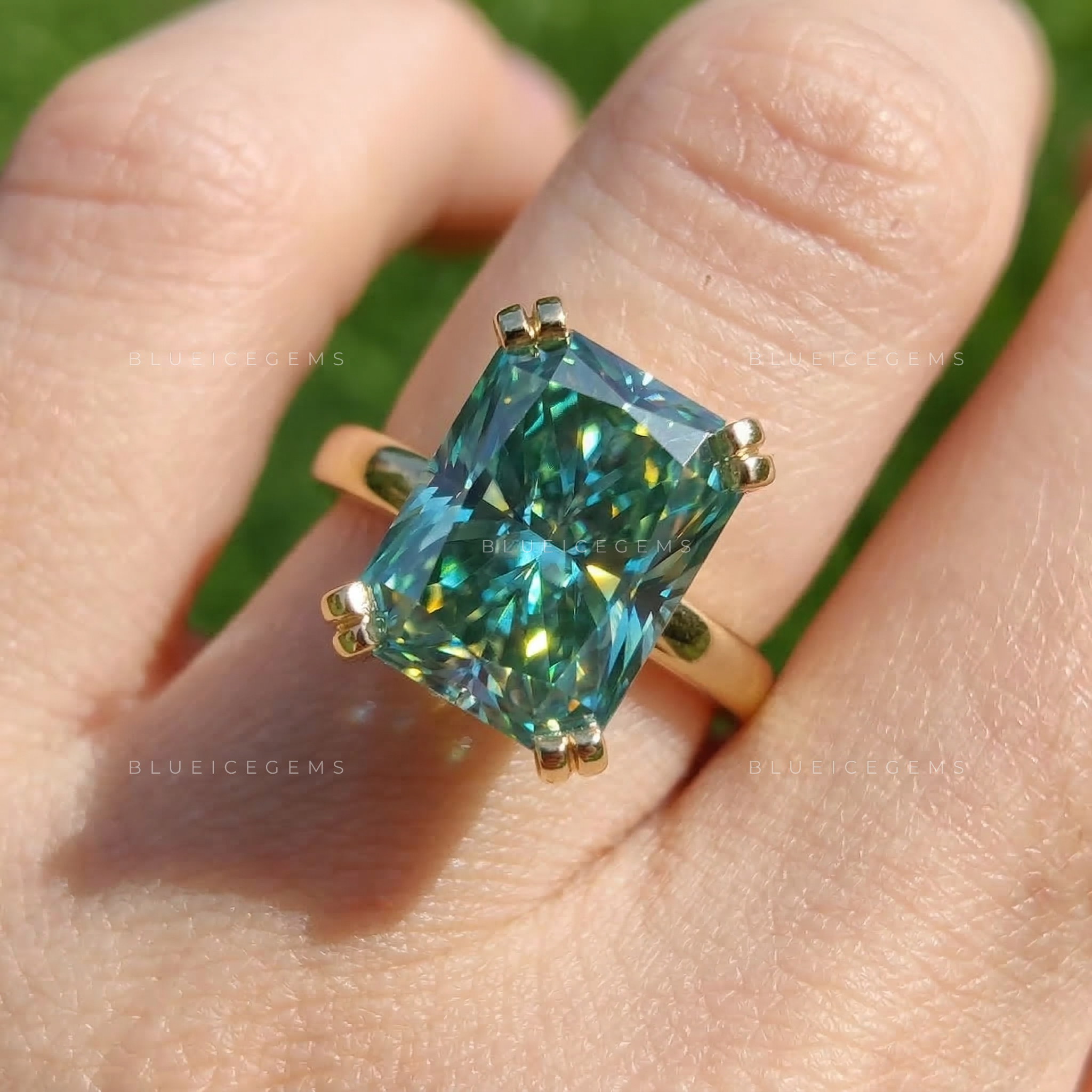 Azure Radiance Double Prong Engagement Ring