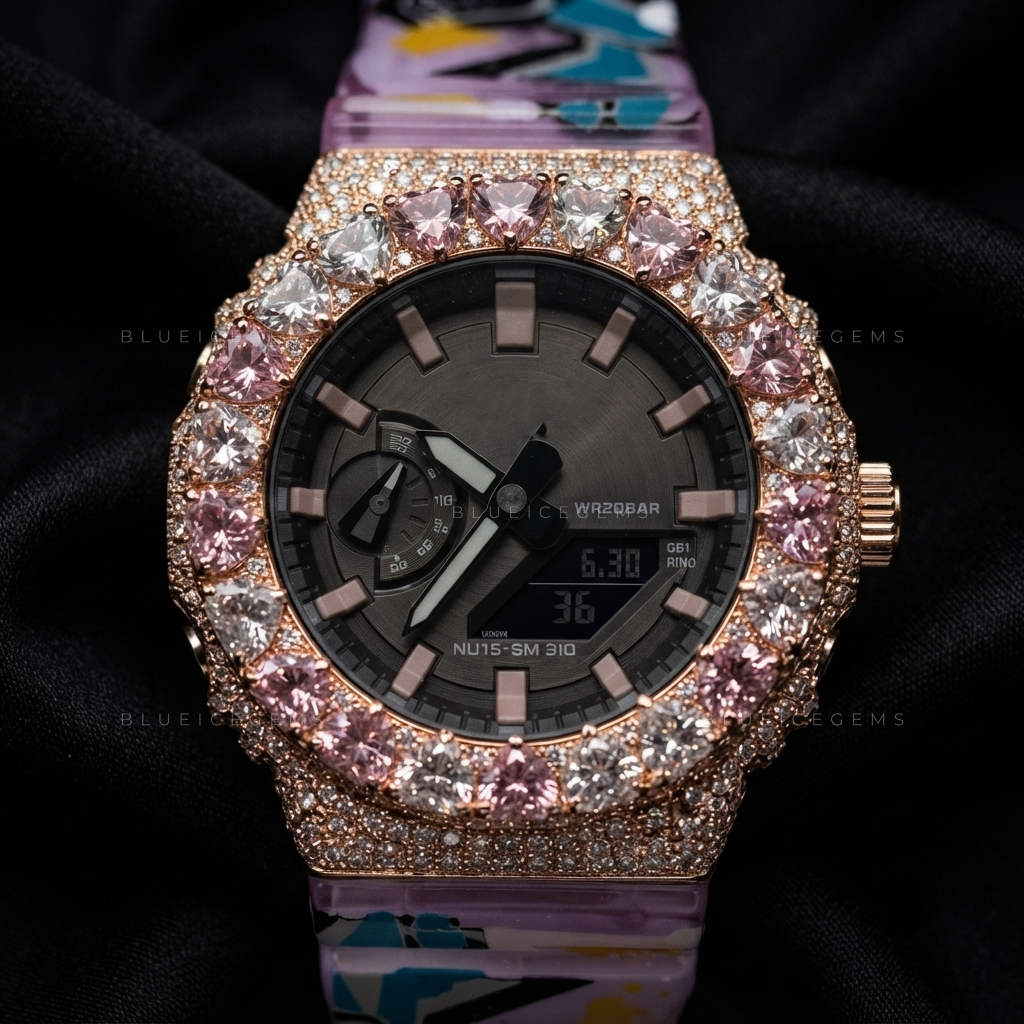Blush Heart Dynasty Watch – 13+ CT VVS Moissanite