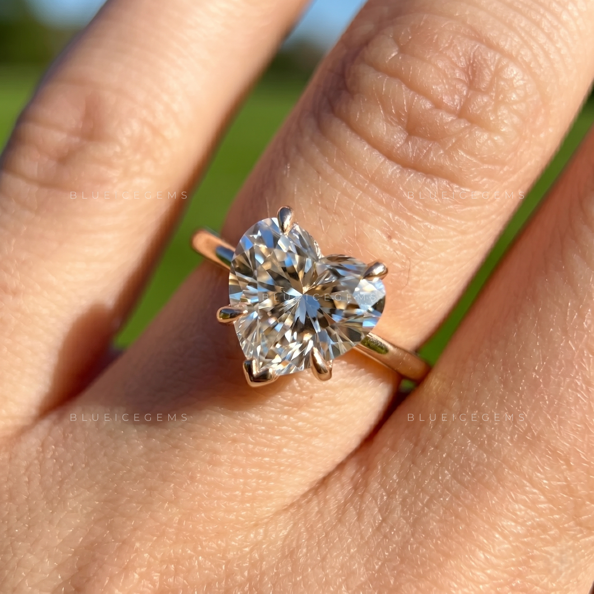 Romantic Heart Brilliant Cut Solitaire Statement Keepsake Ring