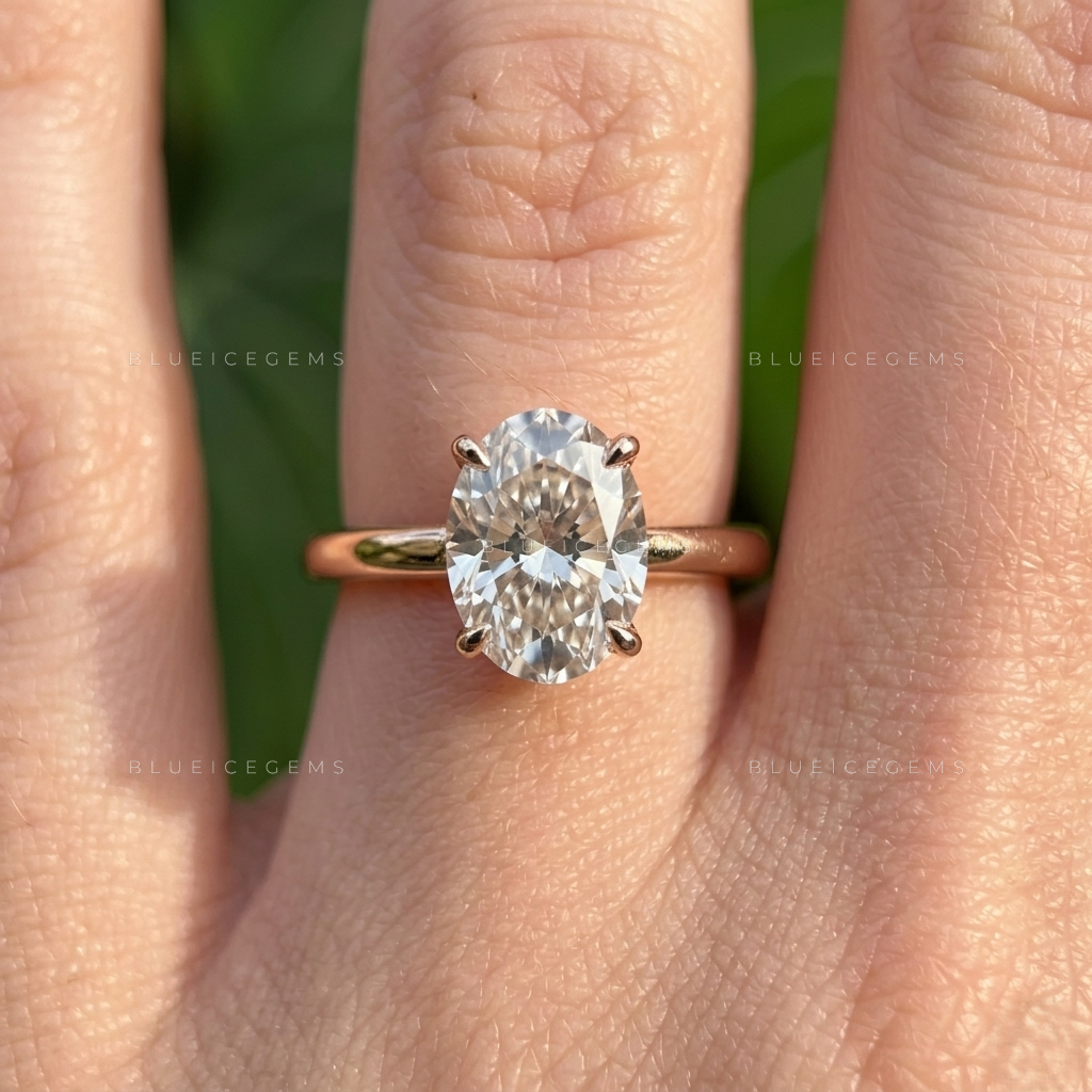 Whispering Sparkle Oval Cut Hidden Halo Solitaire Engagement Ring