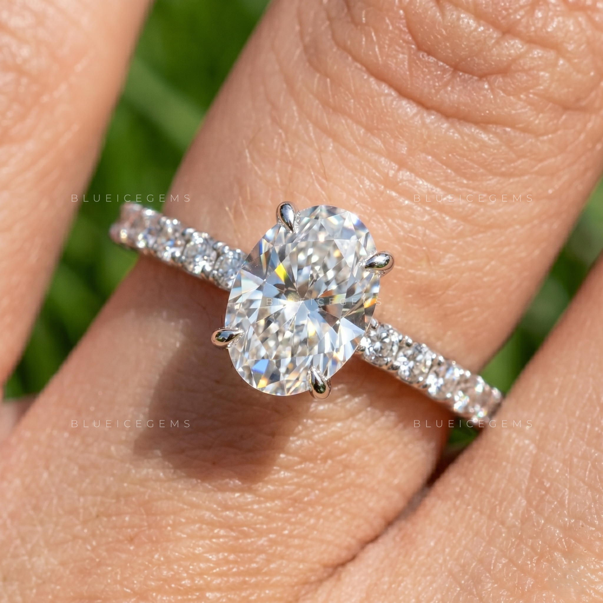 Mystic Radiance Oval Brilliant Cut Hidden Halo Engagement Ring
