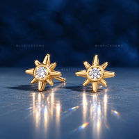 Diamond Starburst Bezel Stud Earrings