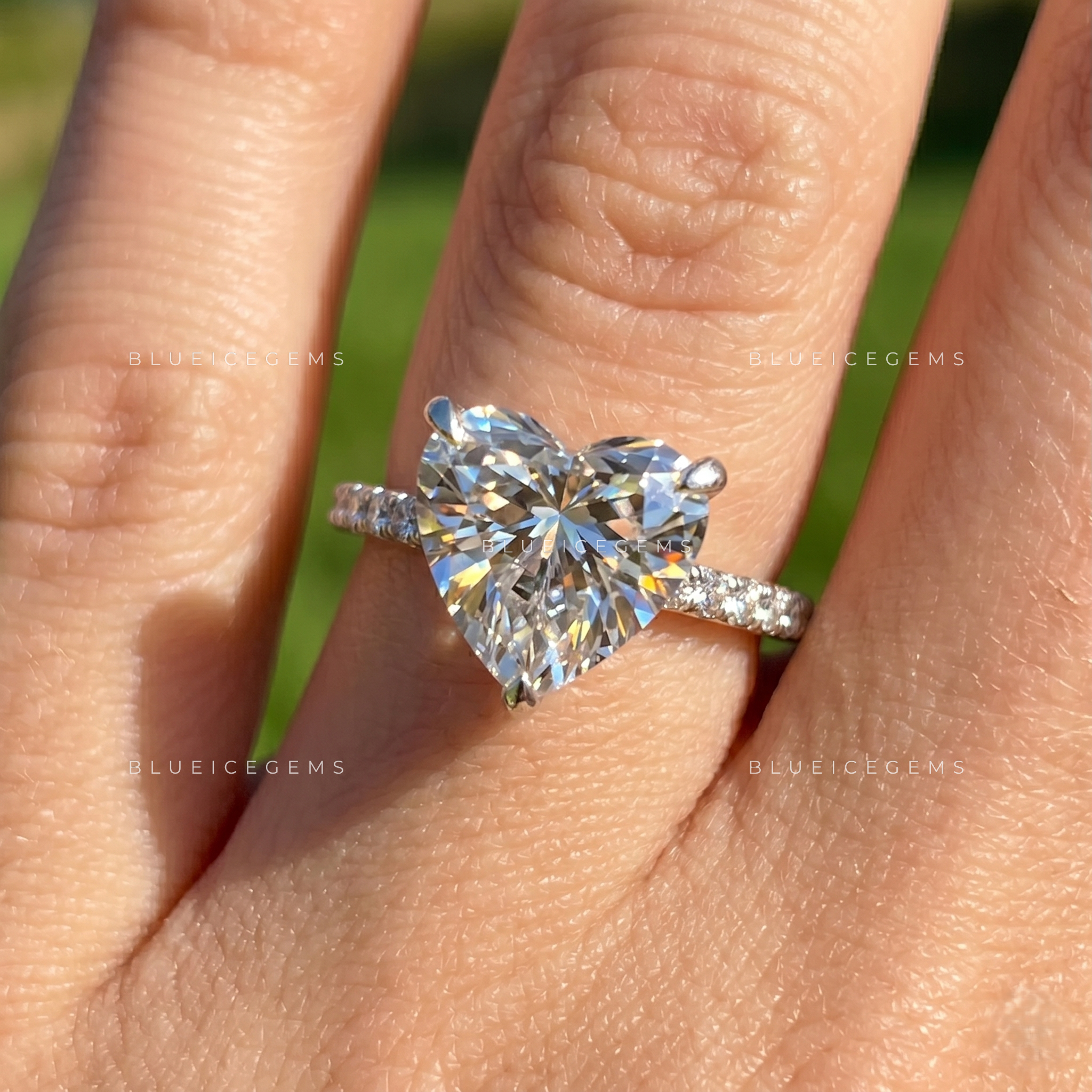 Celestial Heart Brilliant Cut Pavé Diamond Engagement Ring