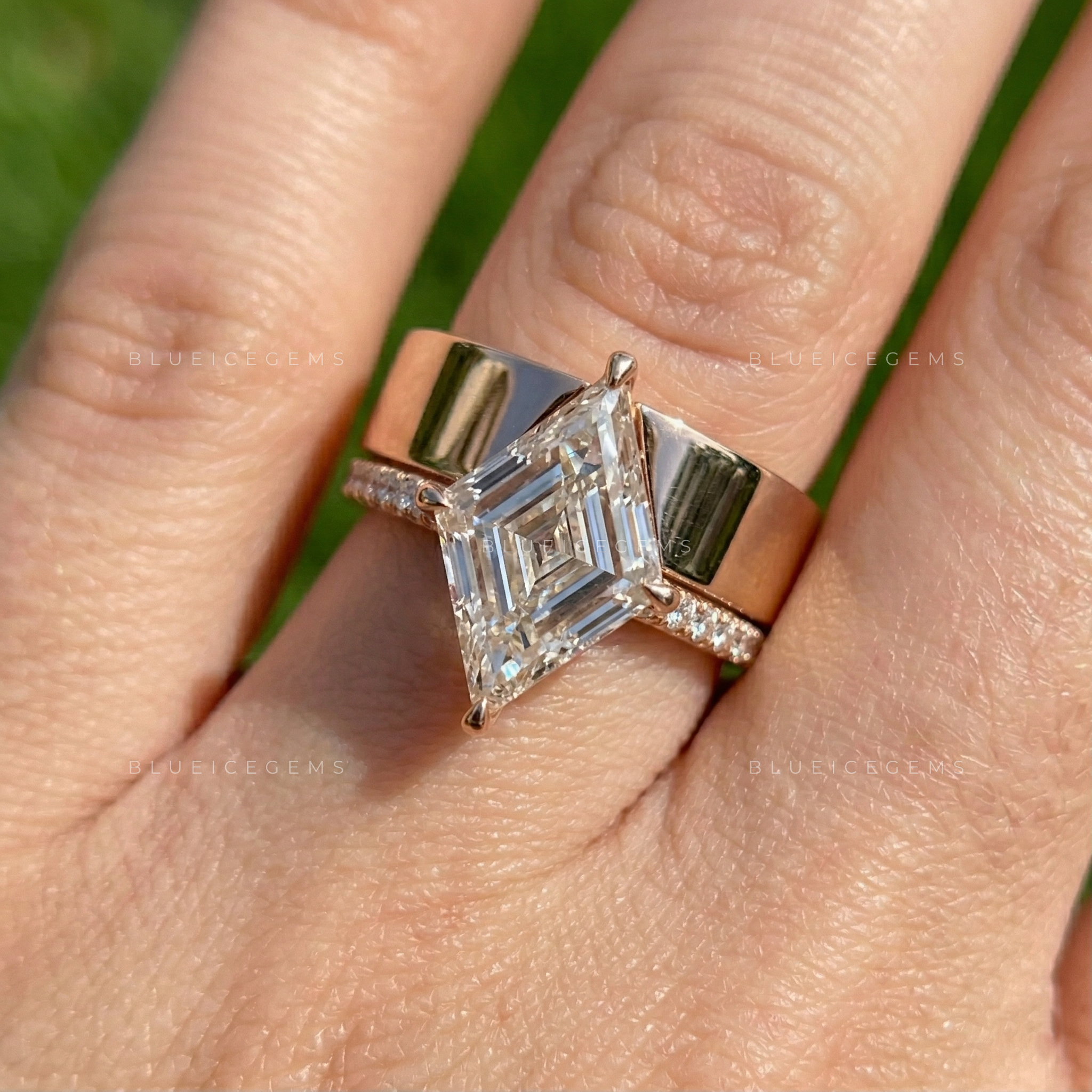 Geometric Allure Lozenge Cut Hidden Accent Engagement Ring