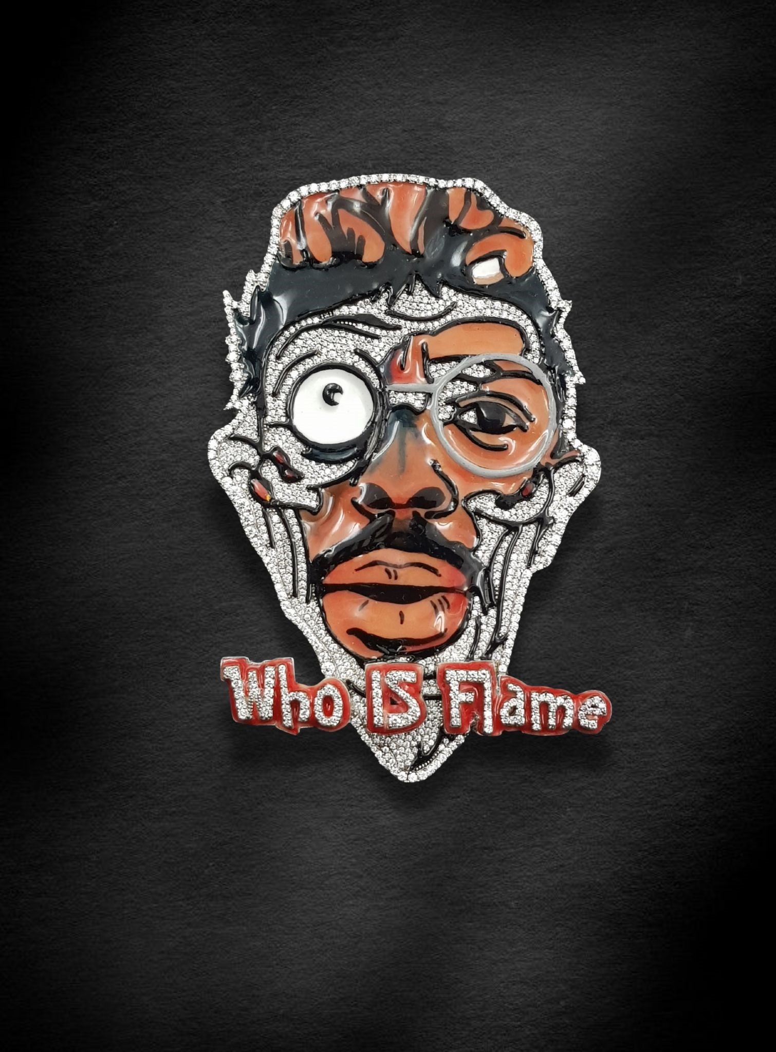 Iced Out Flame Character Piece Pendant