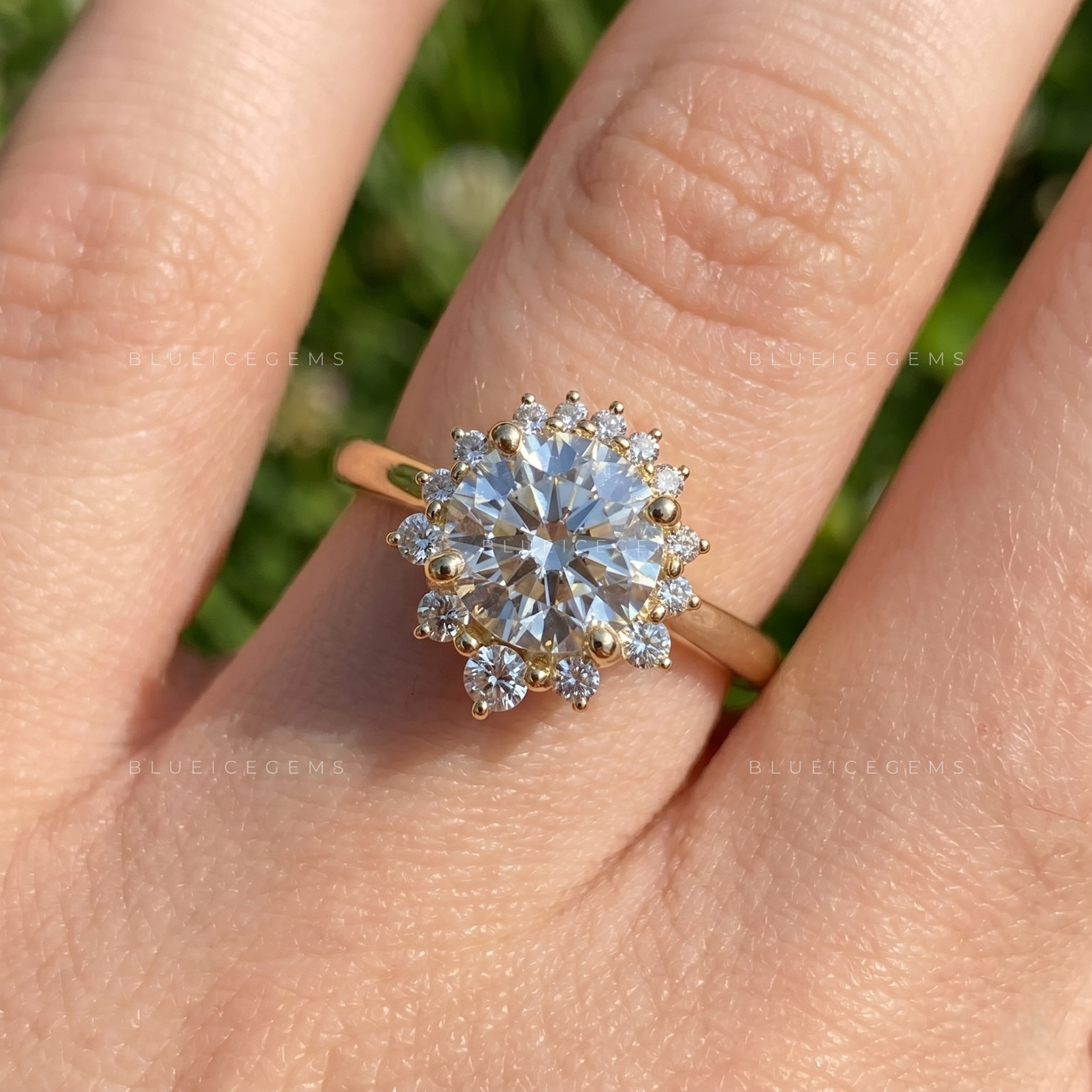 Captivating Floral Inspired Halo Statement Ring with Brilliant Accents