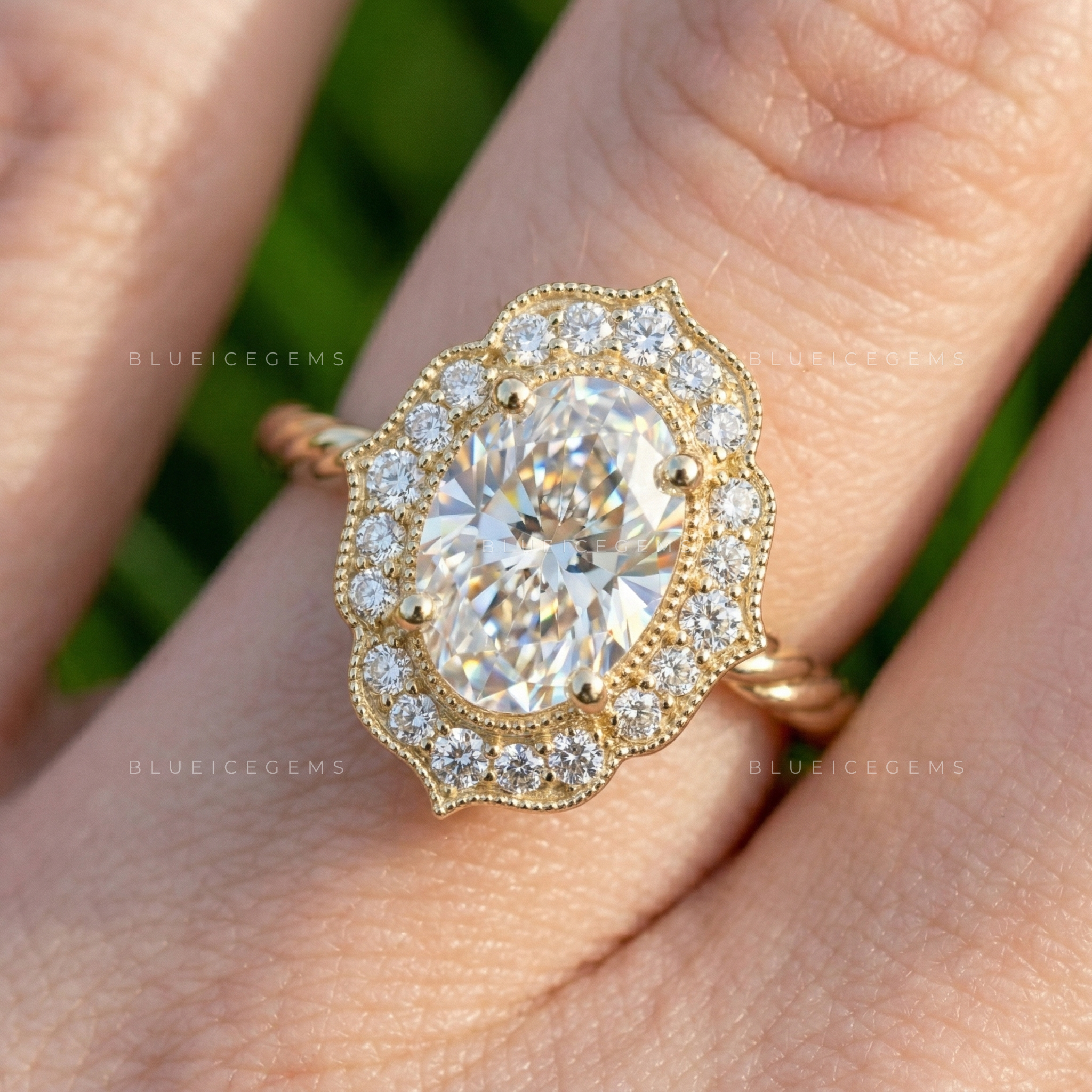 Elegant Aura Oval Cut Pavé Engagement Ring