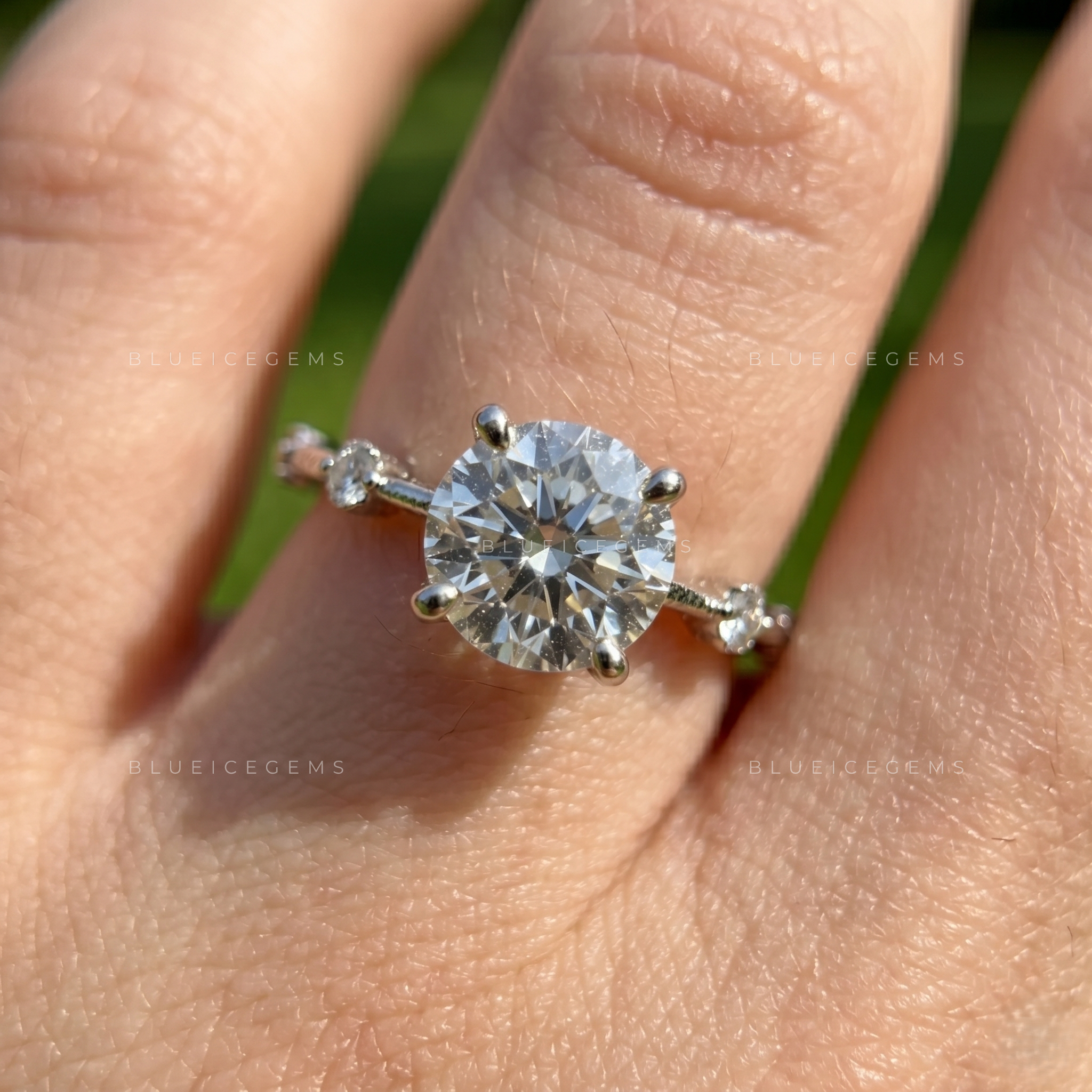 Enchanted Round Brilliant Cut Pave Accented Engagement Ring