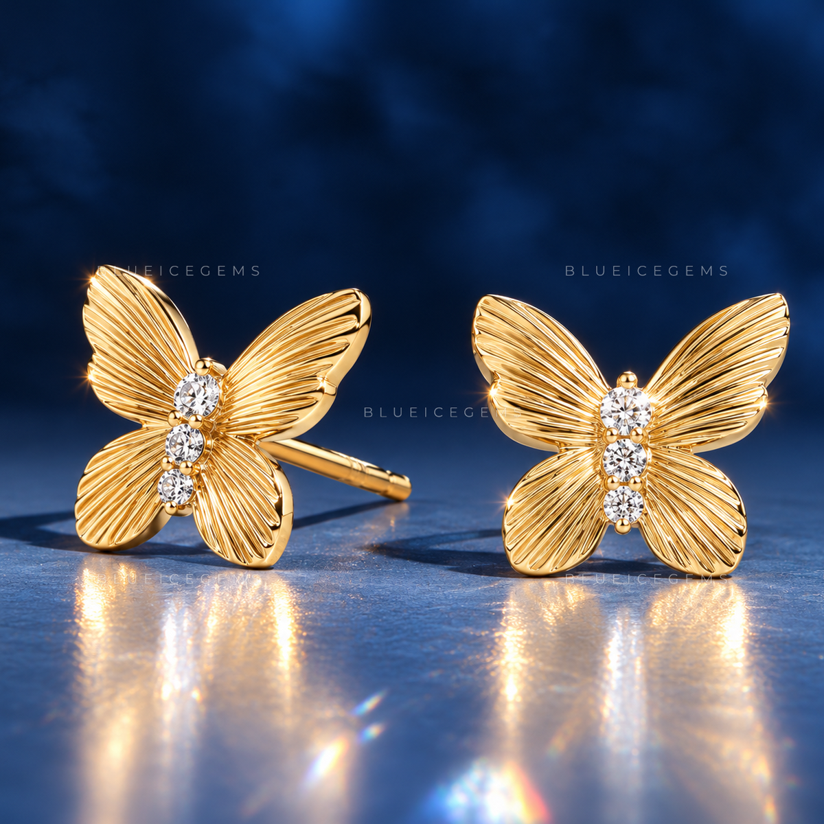 Sculptural Butterfly Diamond Stud Earrings
