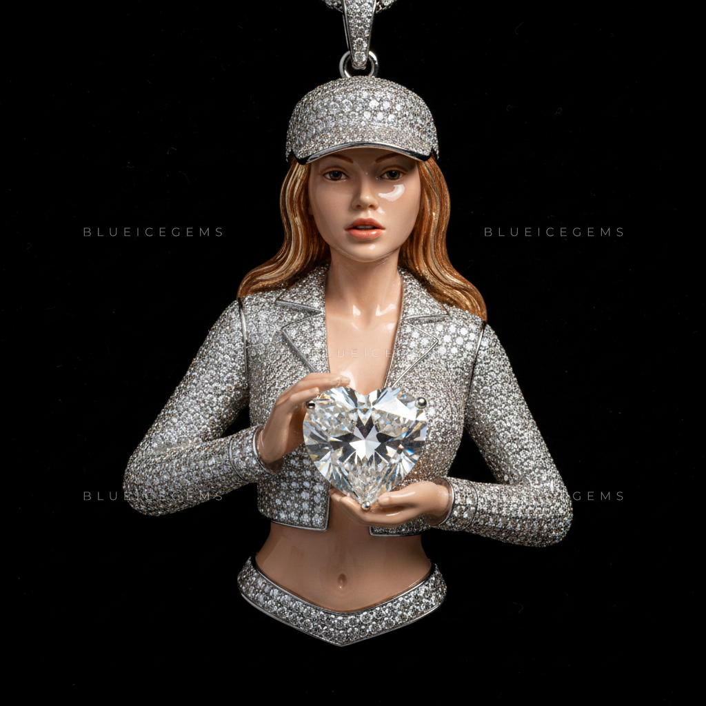 The "Heart of Ice" Portrait: 3D Urban Figurine & Massive Solitaire Sovereign