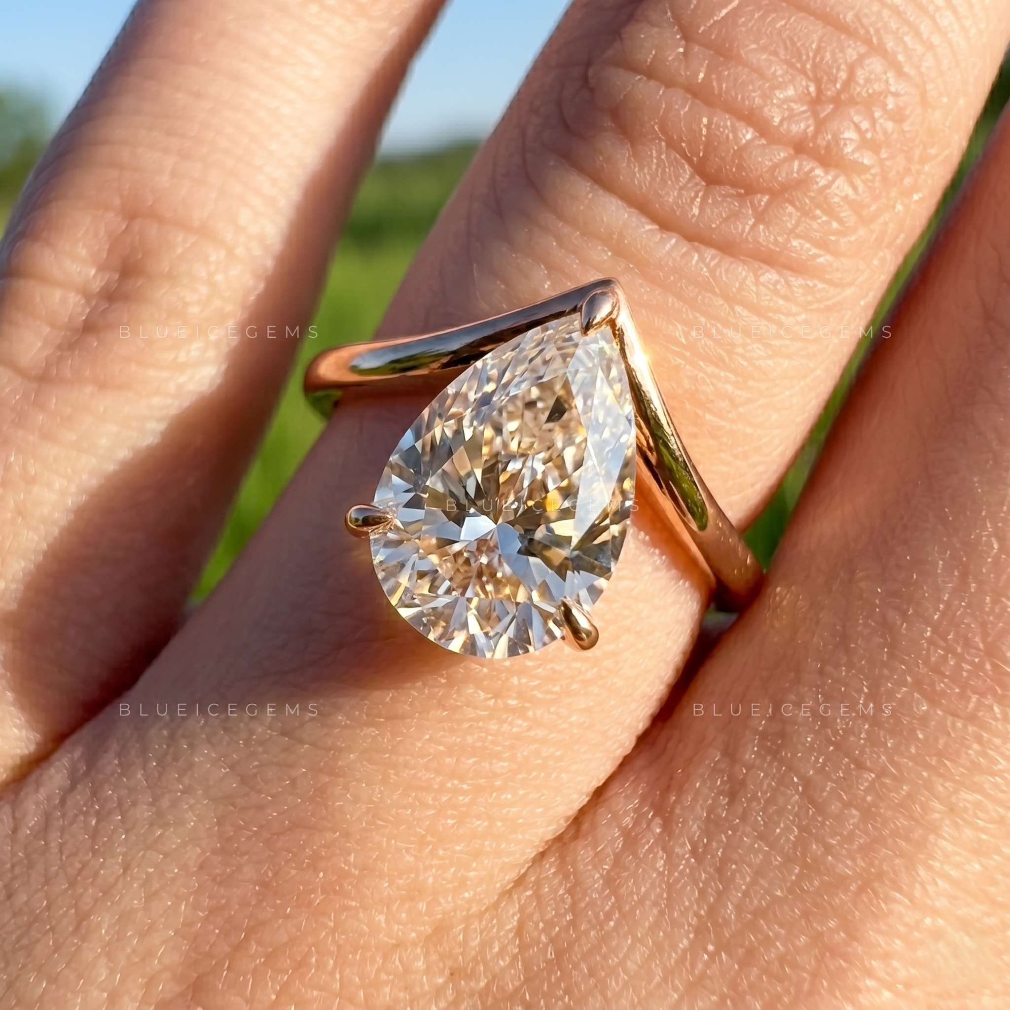 Infinite Allure Pear Cut Certified V-Shape Engagement Ring