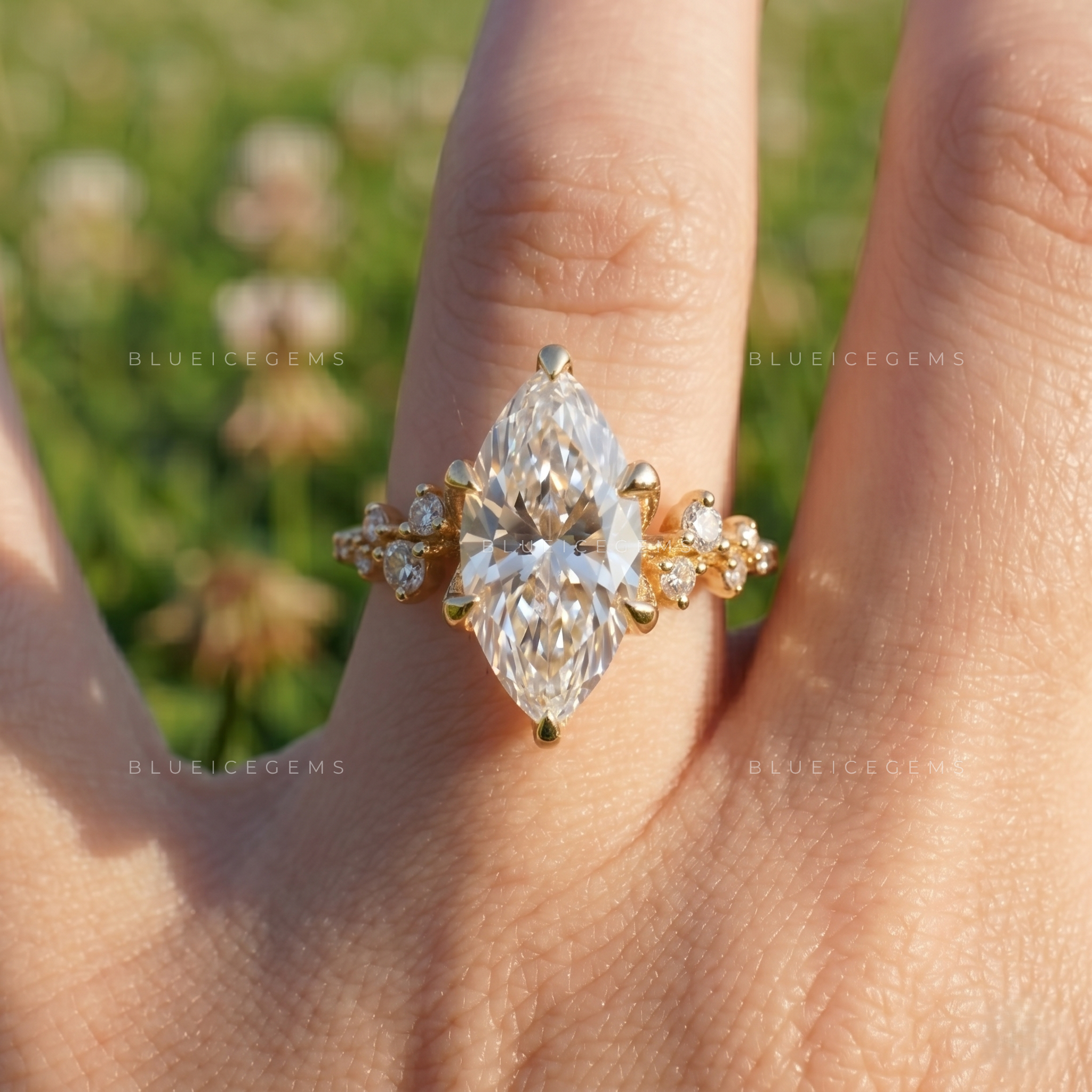 Elegant Whisper Marquise Brilliant Cut Hidden Halo Pave Engagement Ring