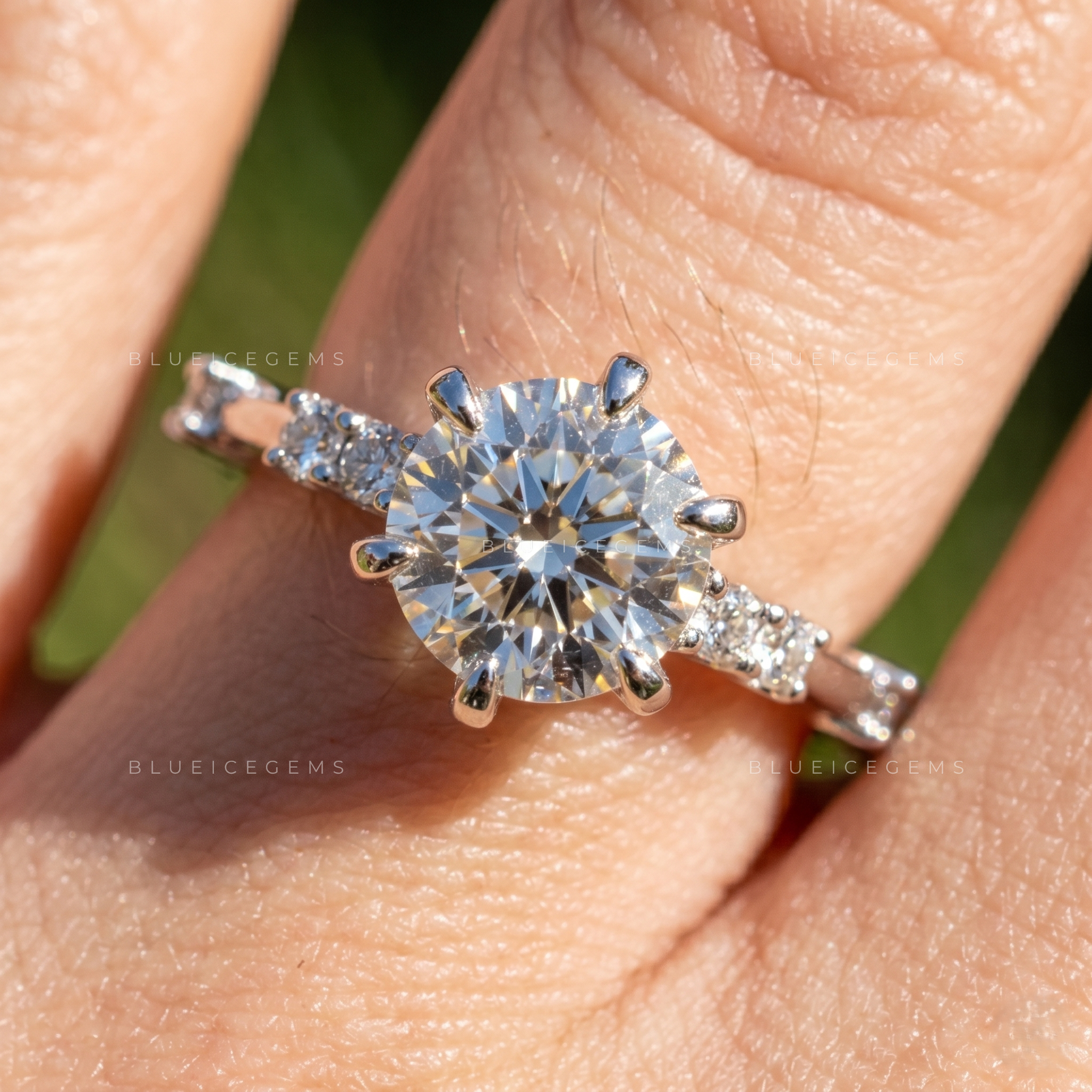 Vintage Enchantment Round Cut Pavé Accent Classic Engagement Ring
