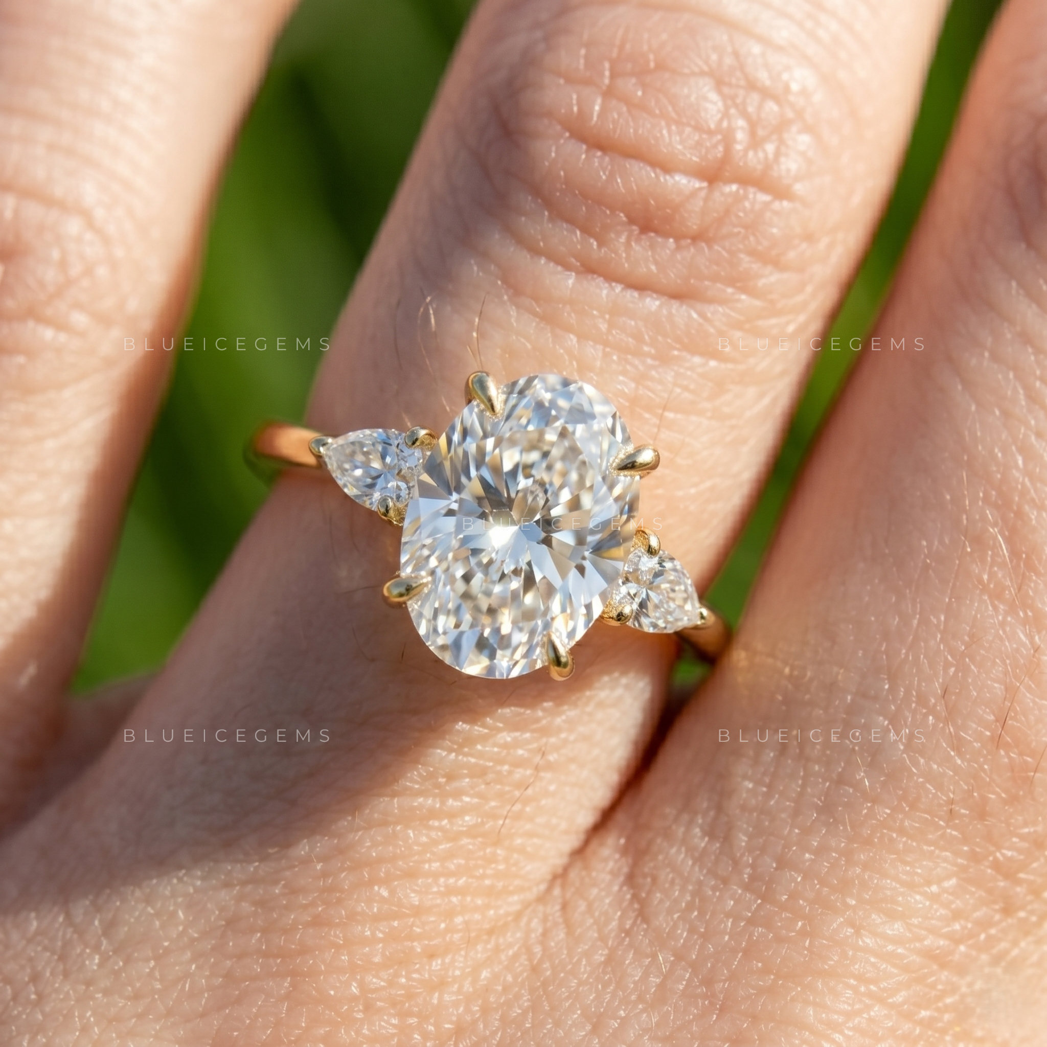 Enchanted Trilogy Oval and Pear Cut Minimalist Engagement Ring