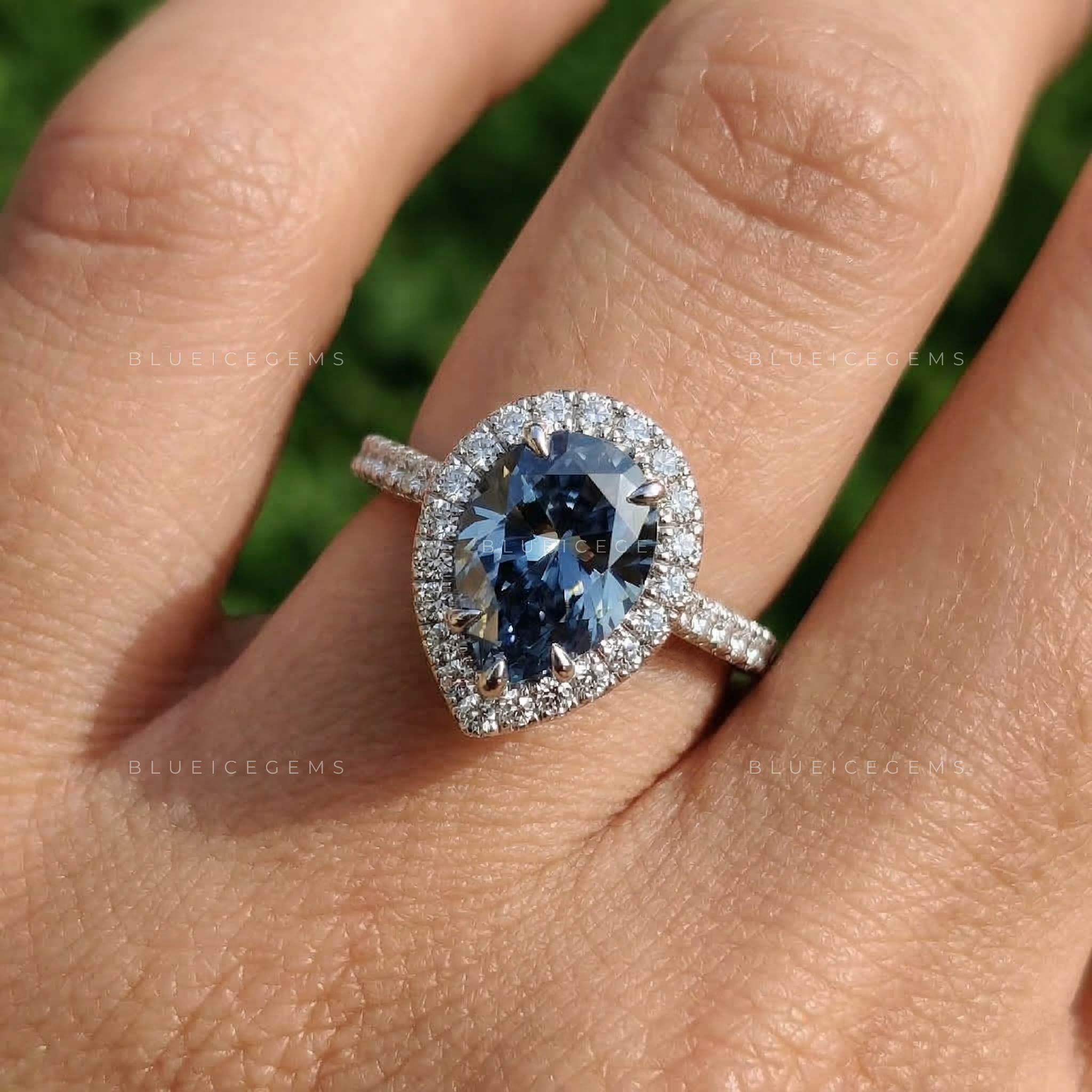Regal Indigo Pear Cut Statement Ring