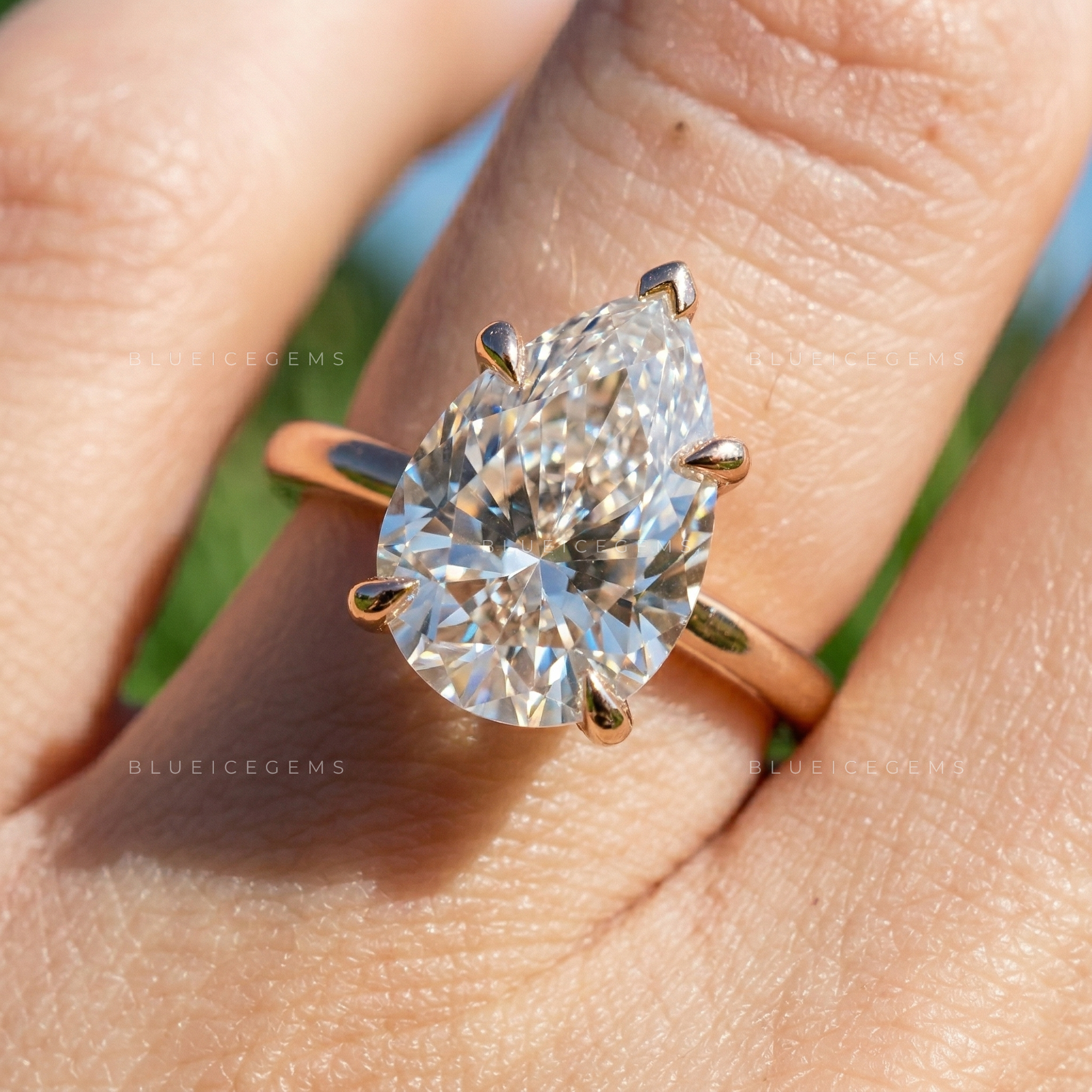 Elegant Radiance Pear Cut Solitaire Engagement Ring