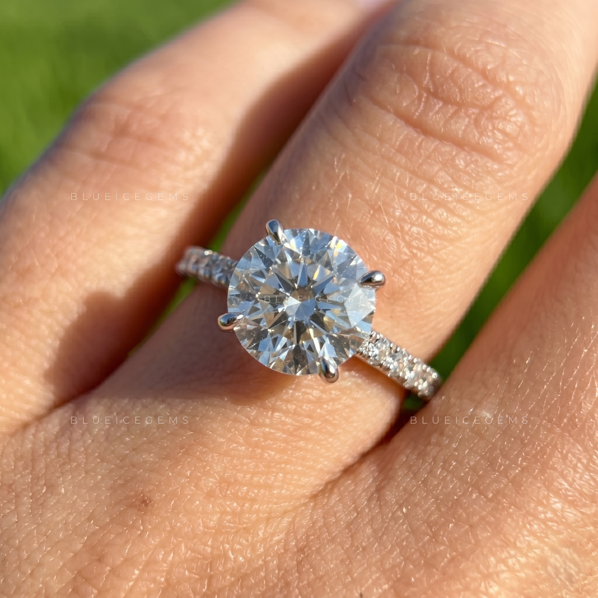 Celestial Radiance Round Cut Double Halo Statement Proposal Ring