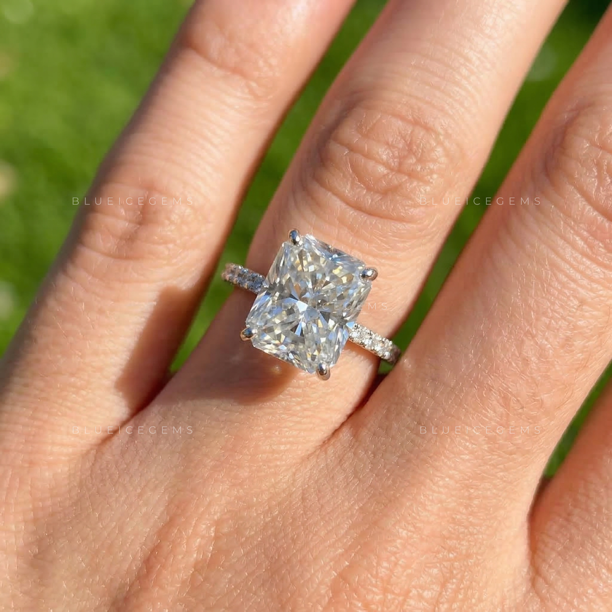 Modern Luxe Radiant Cut Euro Shank Ring