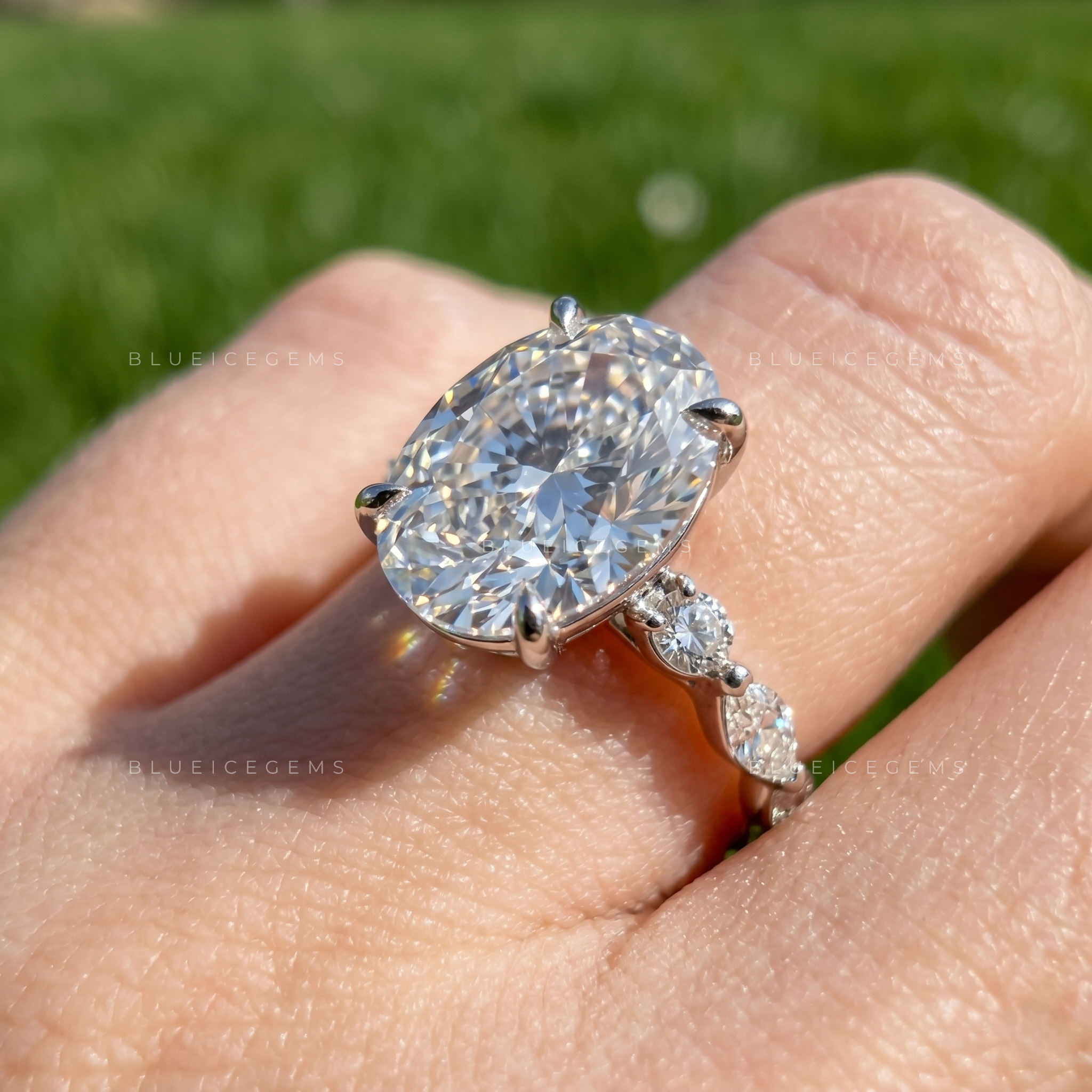 Velora Oval Cut Marquise Accent Solitaire Engagement Ring