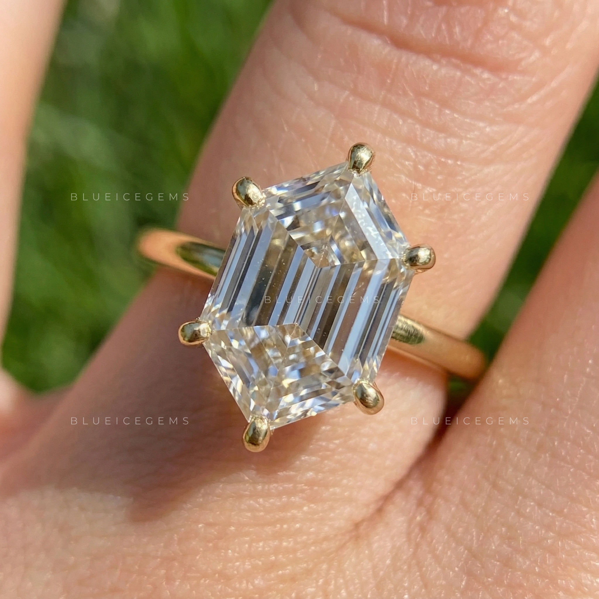 Architectural Allure Hexagon Step Cut Solitaire Ring