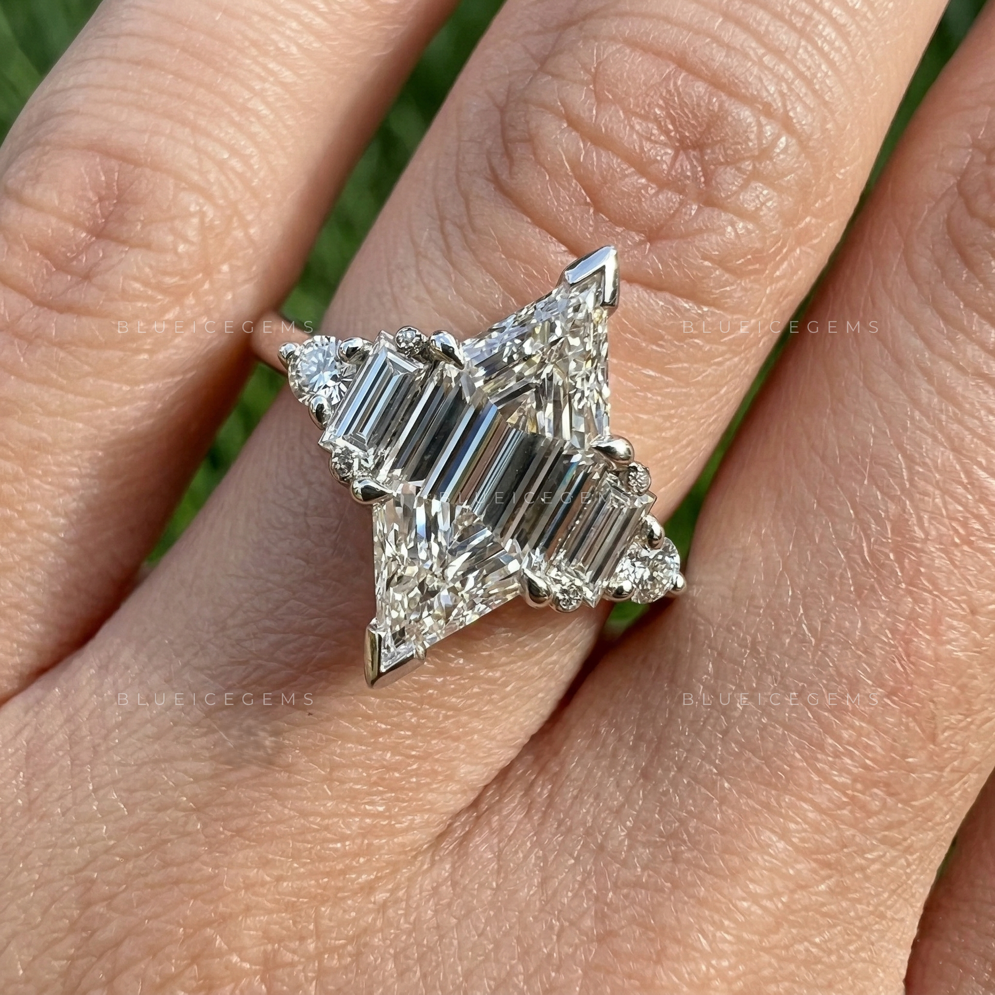 Architectural Sophistication Hexagon Step Cut Art Deco Ring