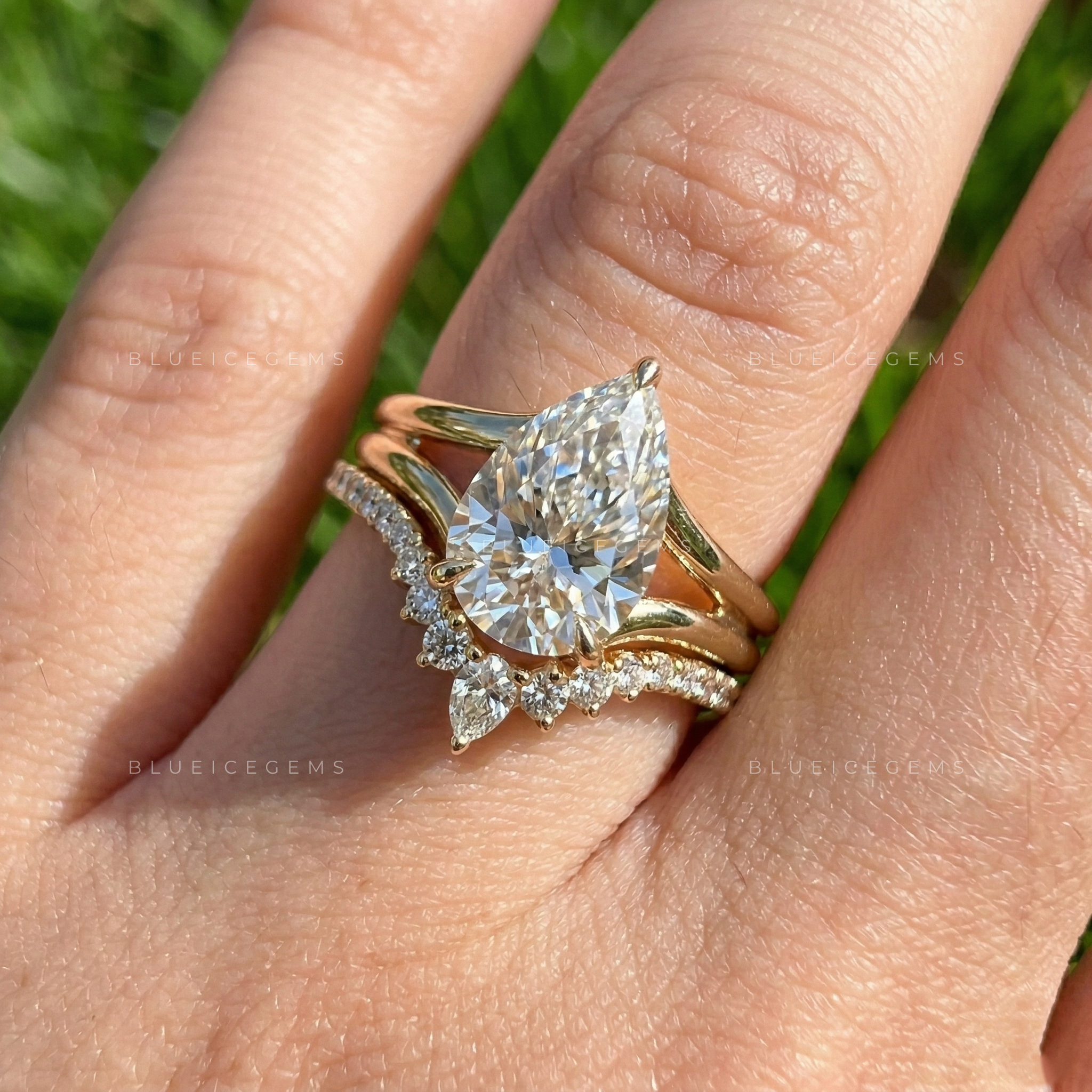 Celestial Pear Cut Engagement Set: The Ultimate Tiara Stacker