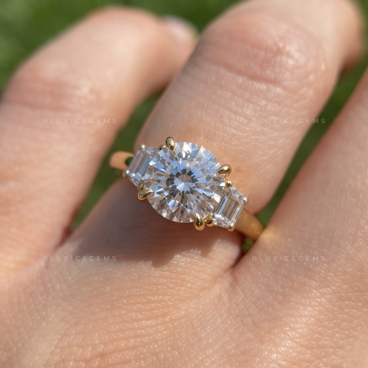 Portofino Three-Stone Portuguese Cut Engagement Ring