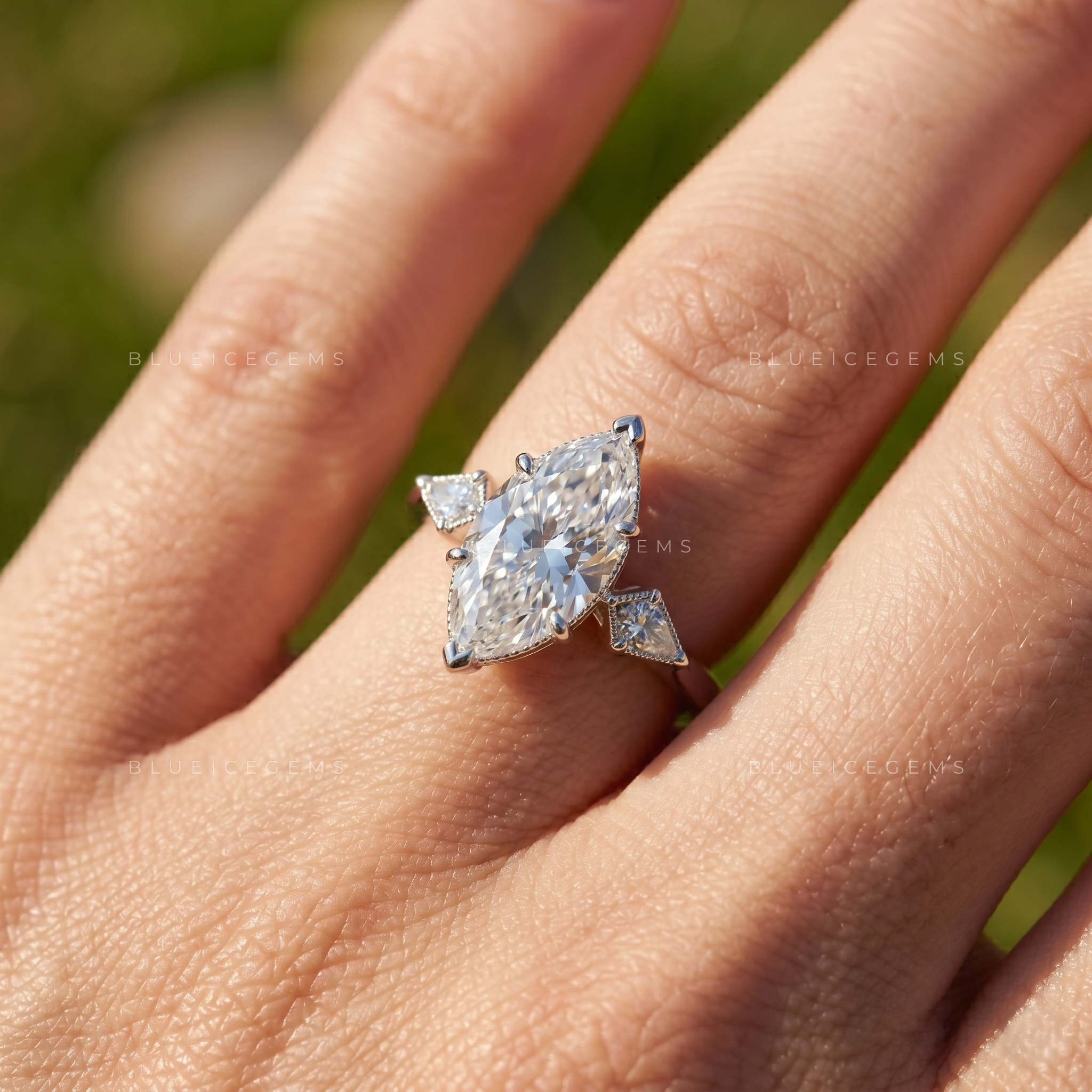 Enchanted Marquise Trilogy Brilliant Cut Heirloom Engagement Ring
