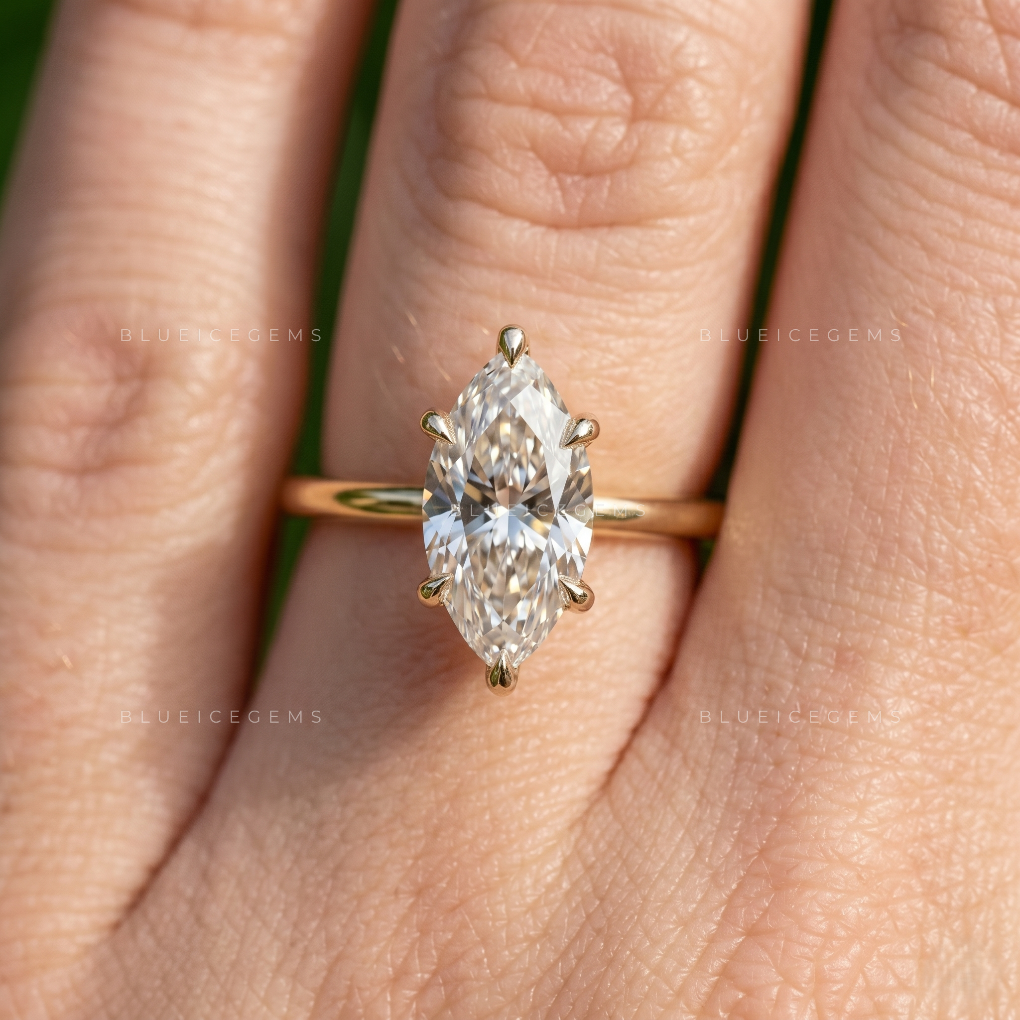 Graceful Royalty Marquise Cut Hidden Halo Solitaire Ring