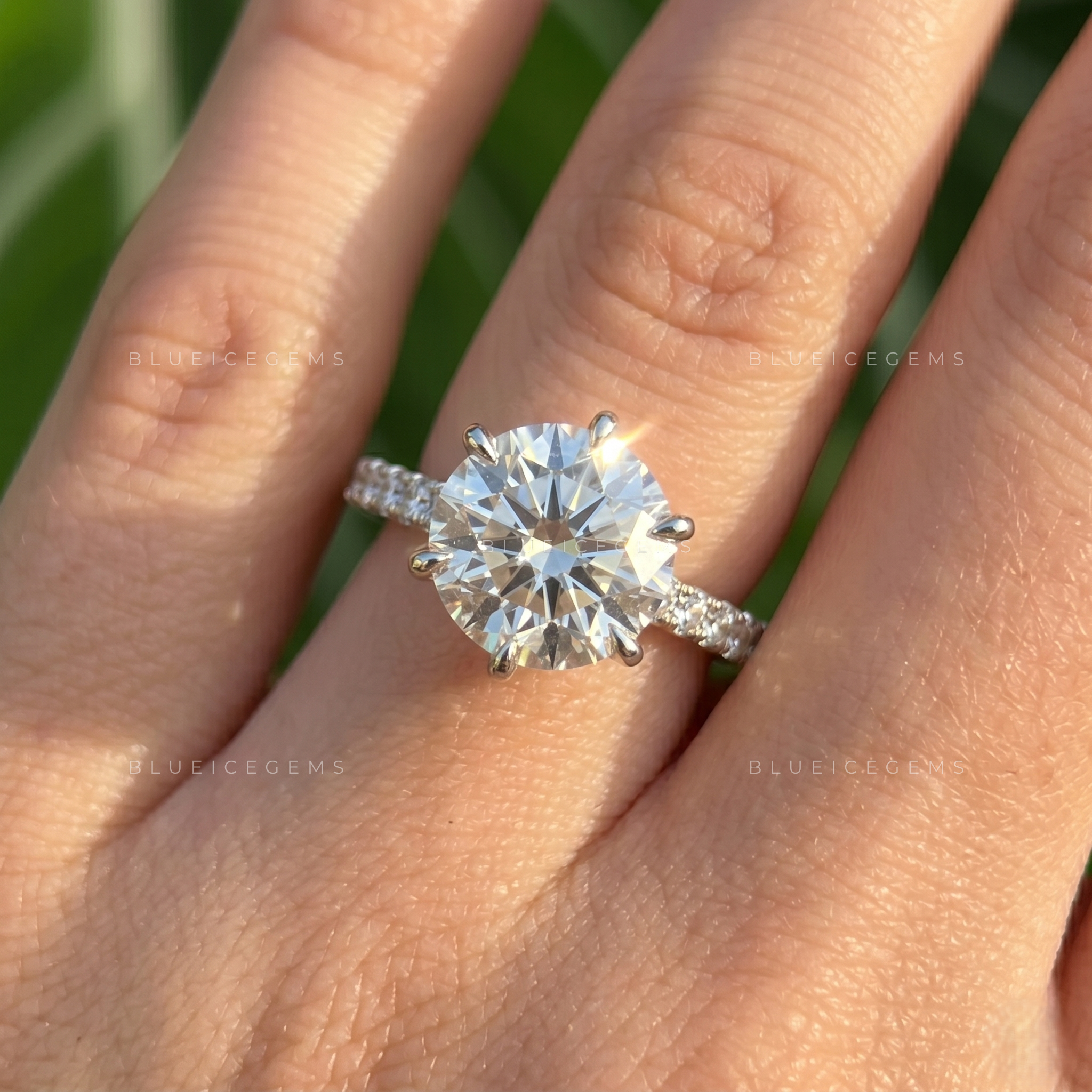 Enchanted Bloom Round Brilliant Cut Tulip Setting Pave Engagement Ring
