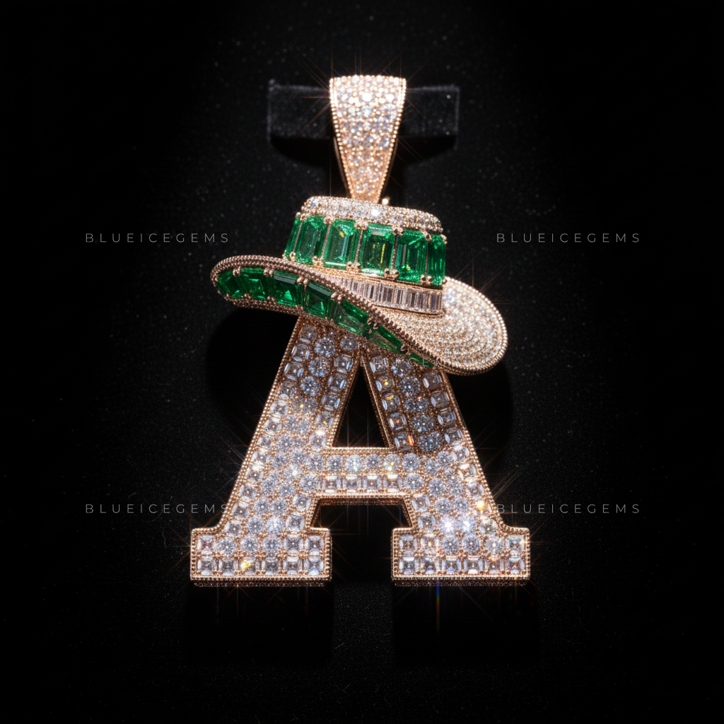 The Emerald Outlaw: Rose Gold "A" Monogram & Emerald-Baguette Cowboy Sovereign