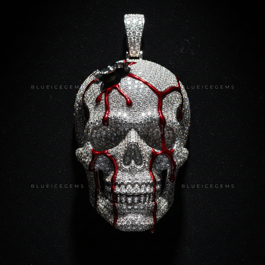 The "Bleeding Skull" Sovereign: Full-Frost Cranium & Crimson Gore Enamel