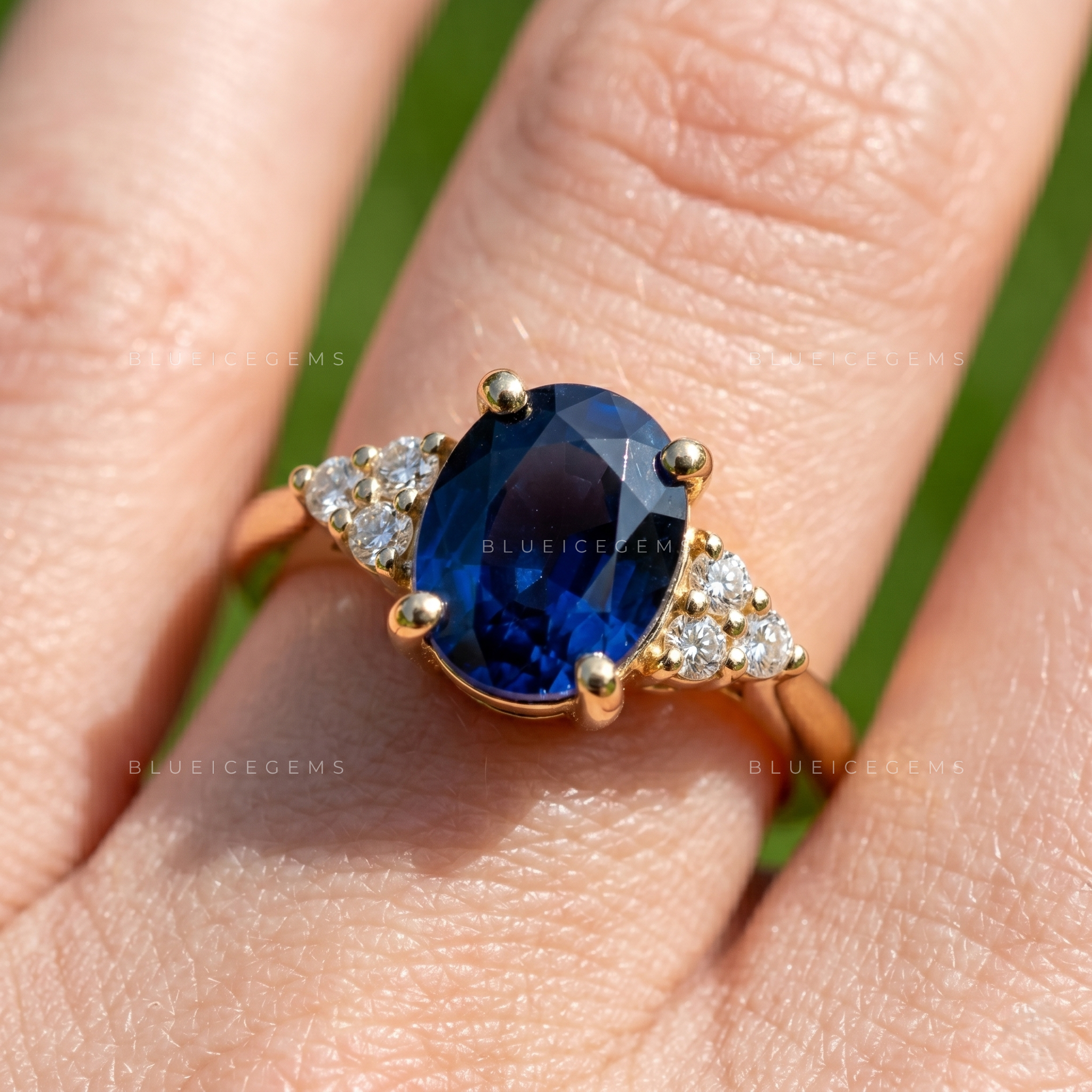 Royal Allure Oval Cut Sapphire Blue Classic Accent Ring