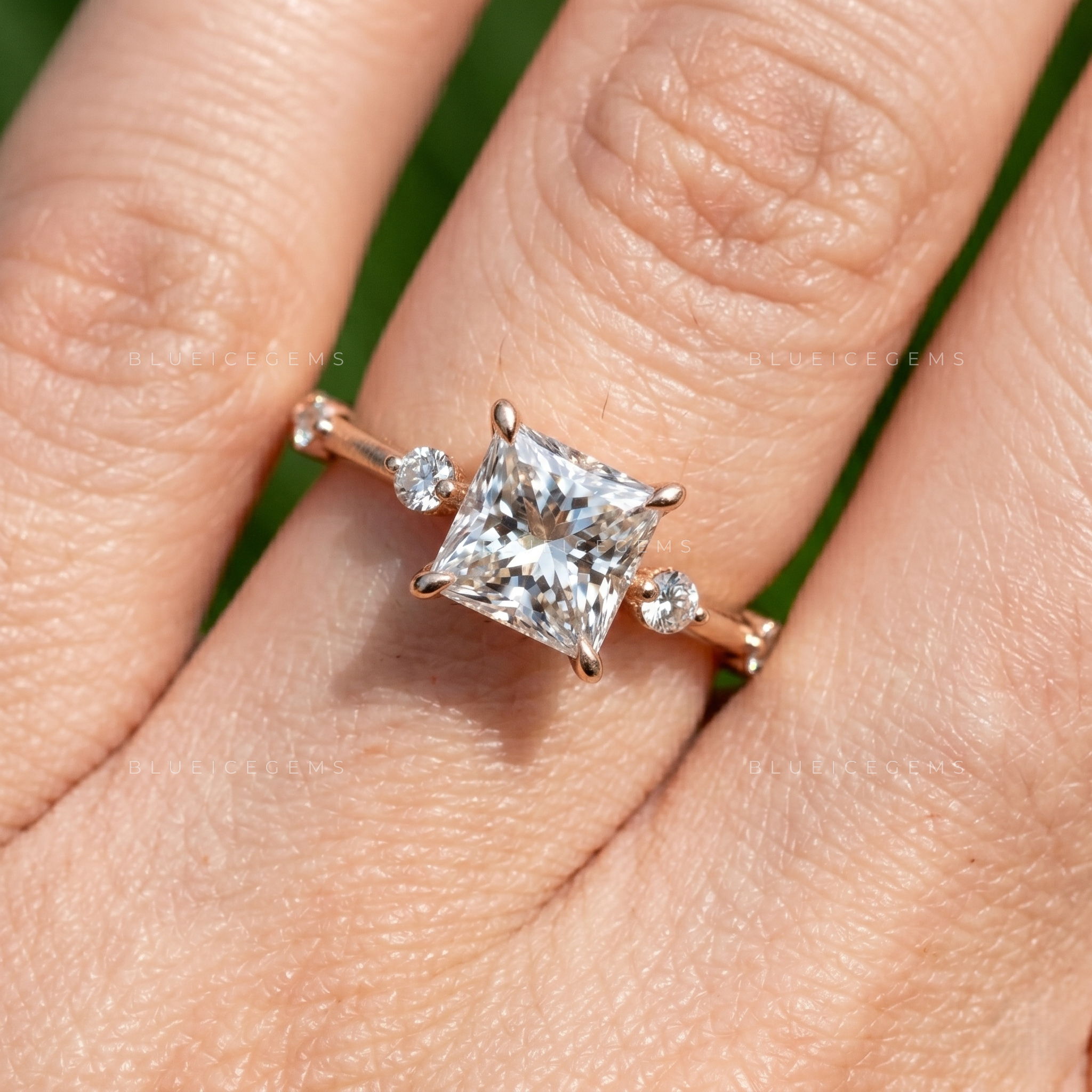 Sovereign Majesty Princess Cut Pavé Set Accent Proposal Ring
