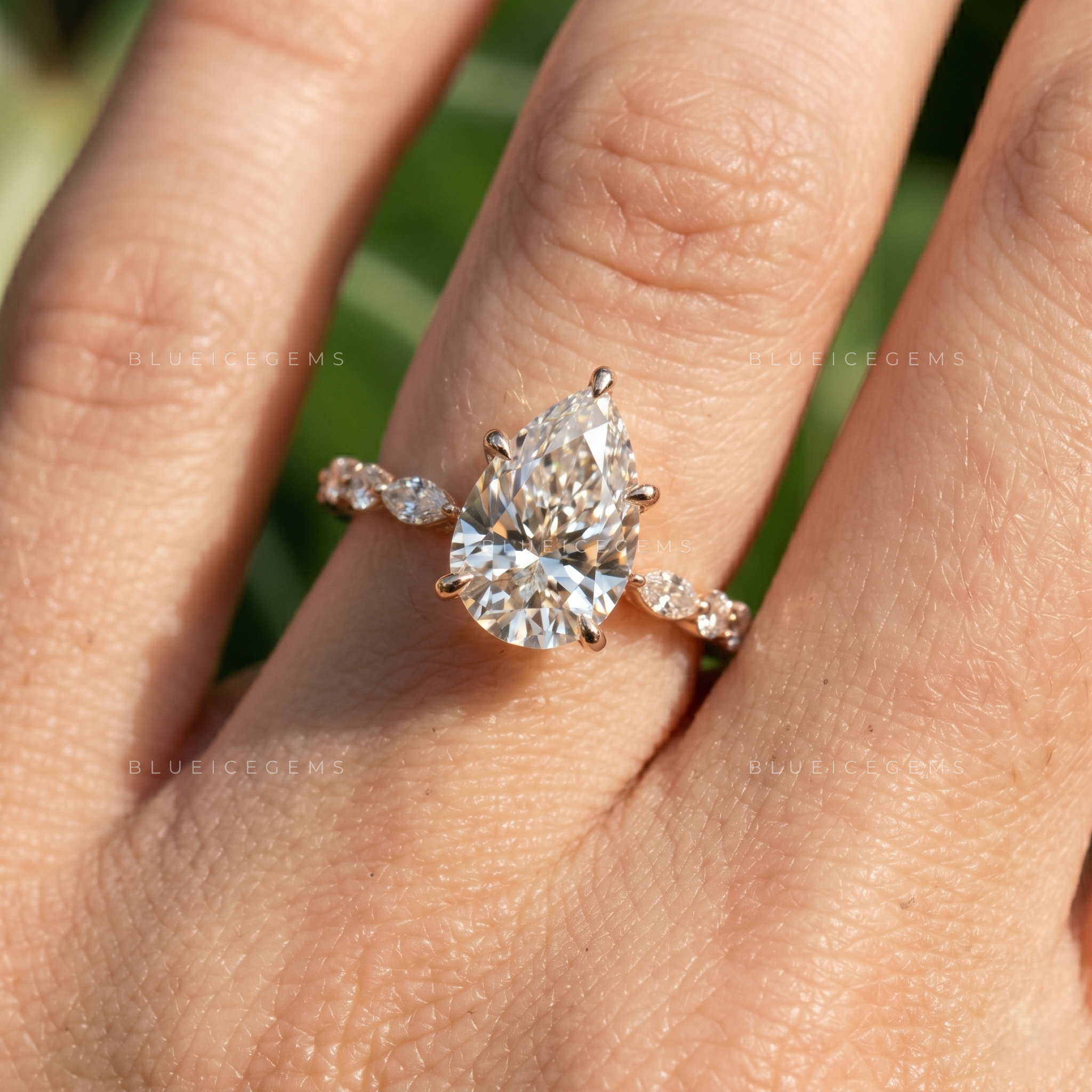 Celestial Bloom Pear Cut Pavé Engagement Ring