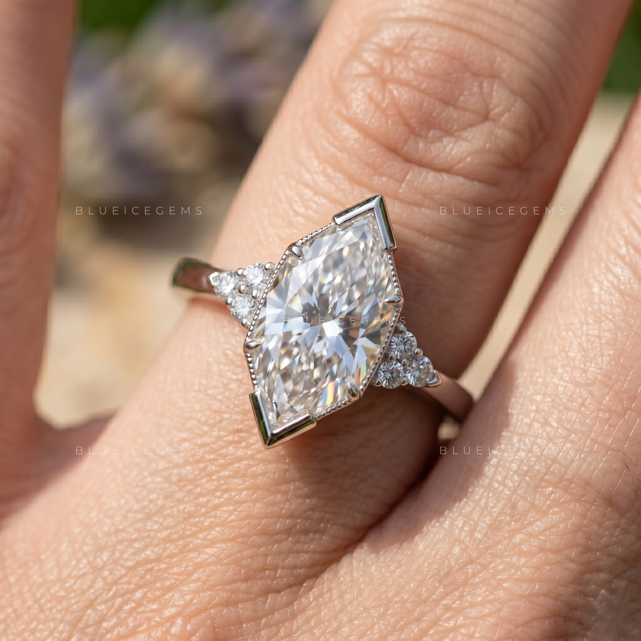 Vintage Majesty Dutch Marquise Cut Hidden Accent Engagement Ring
