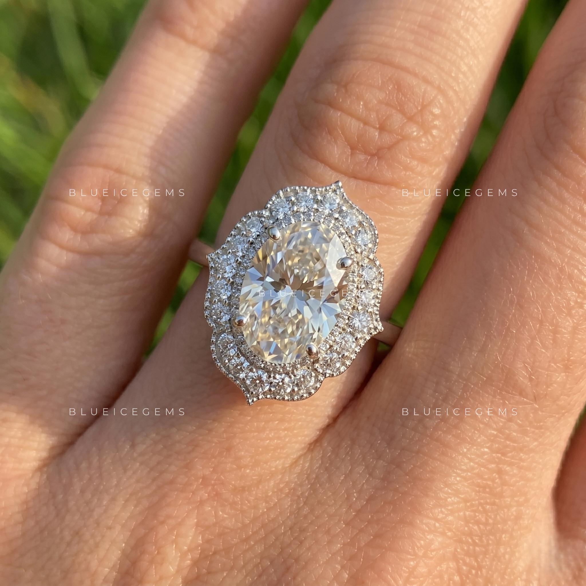 Serenade of Splendor Oval Cut Accent Engagement Ring