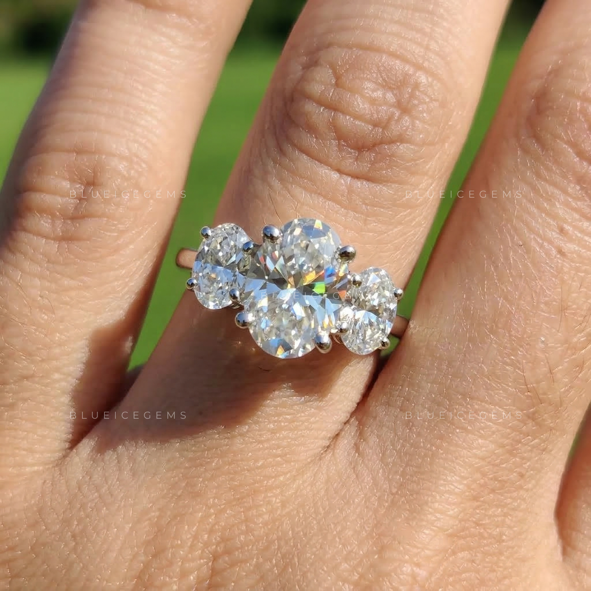Timeless Radiance Oval Cut Trilogy Engagement Ring