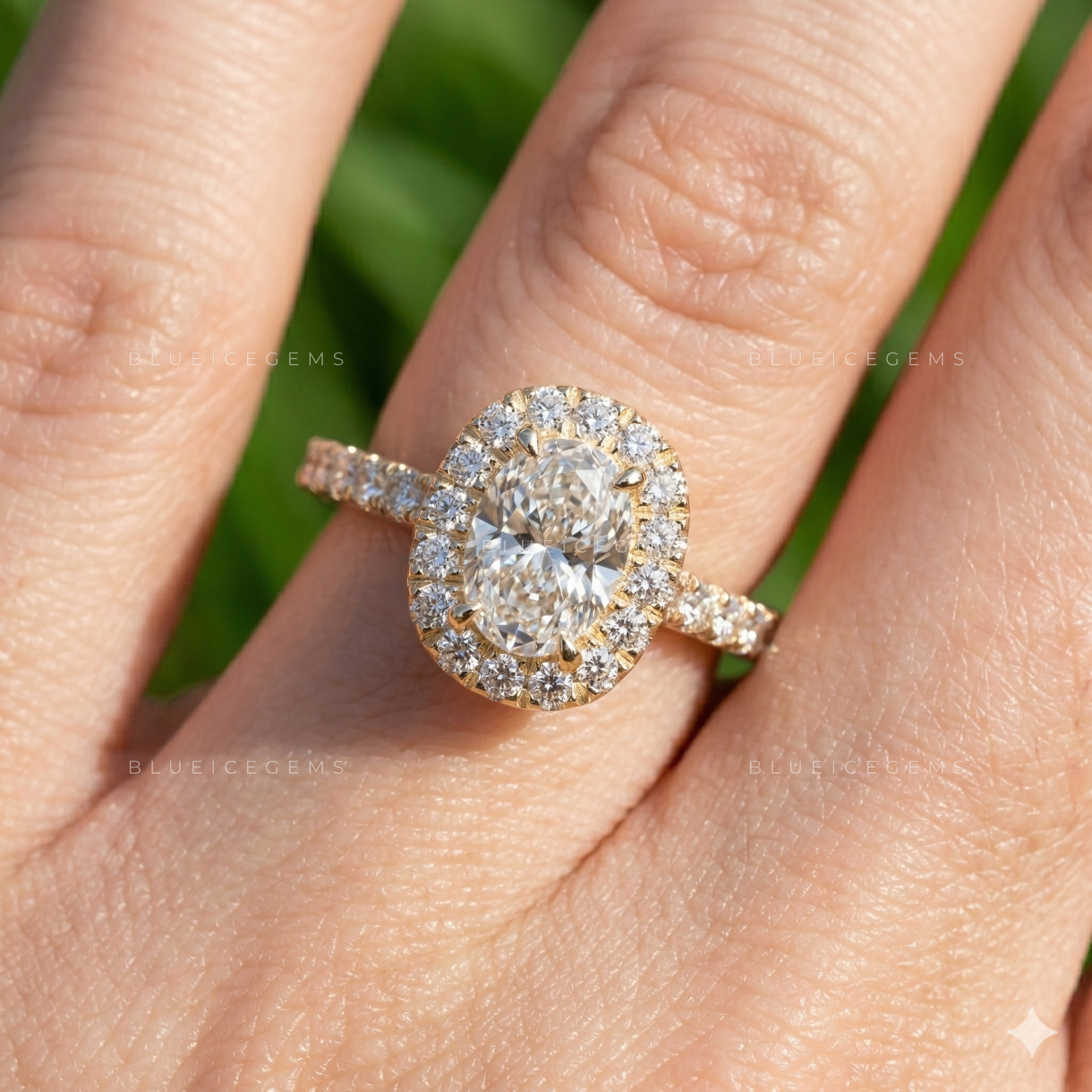 Radiant Horizon Oval Cut Pavé Engagement Ring