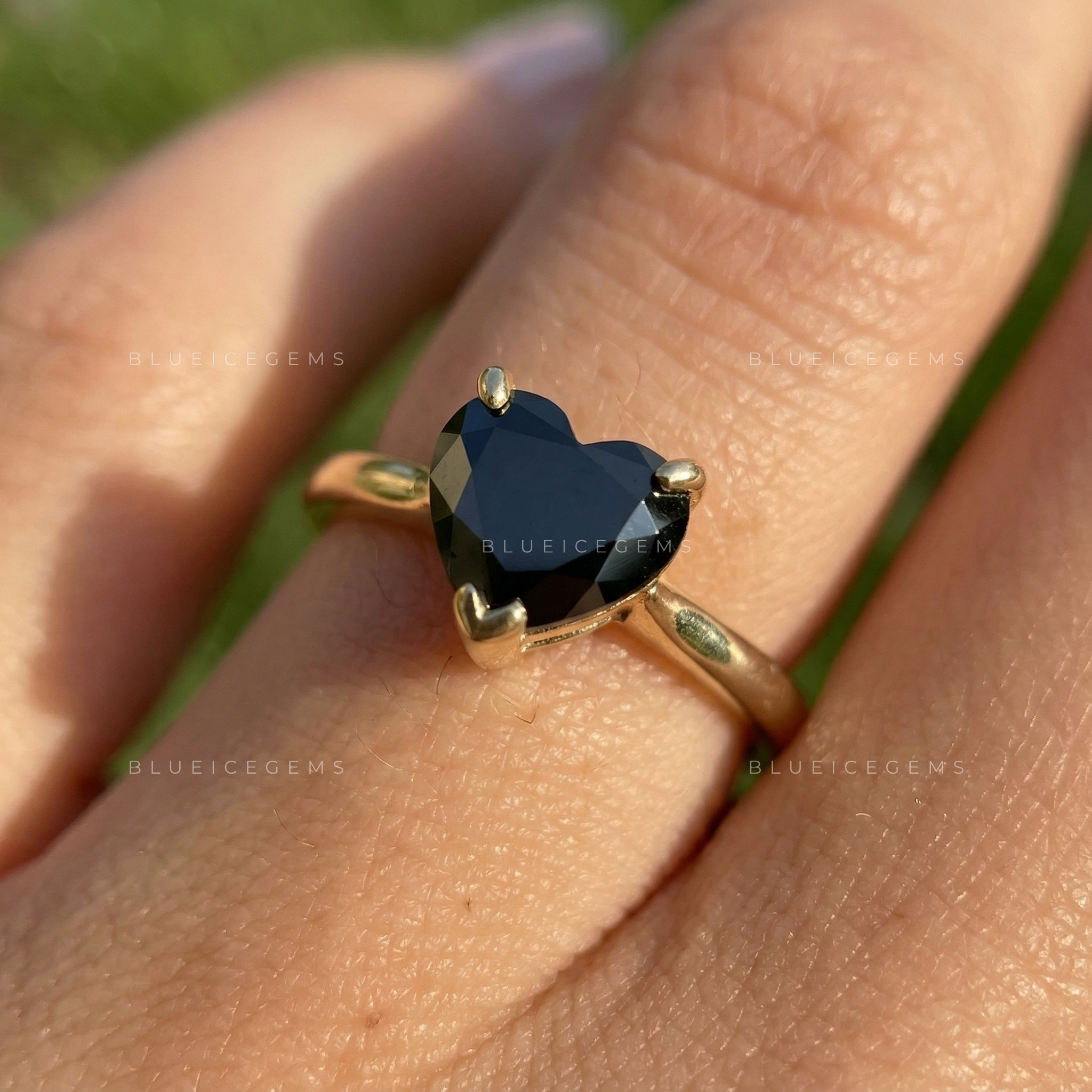 Midnight Noir Heart Cut Black Moissanite Solitaire Ring