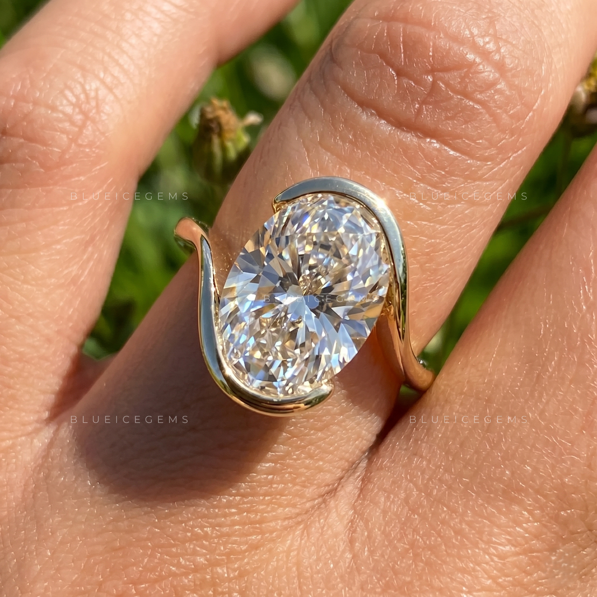 Infinite Grace Oval Cut Swirl Band Solitaire Engagement Ring