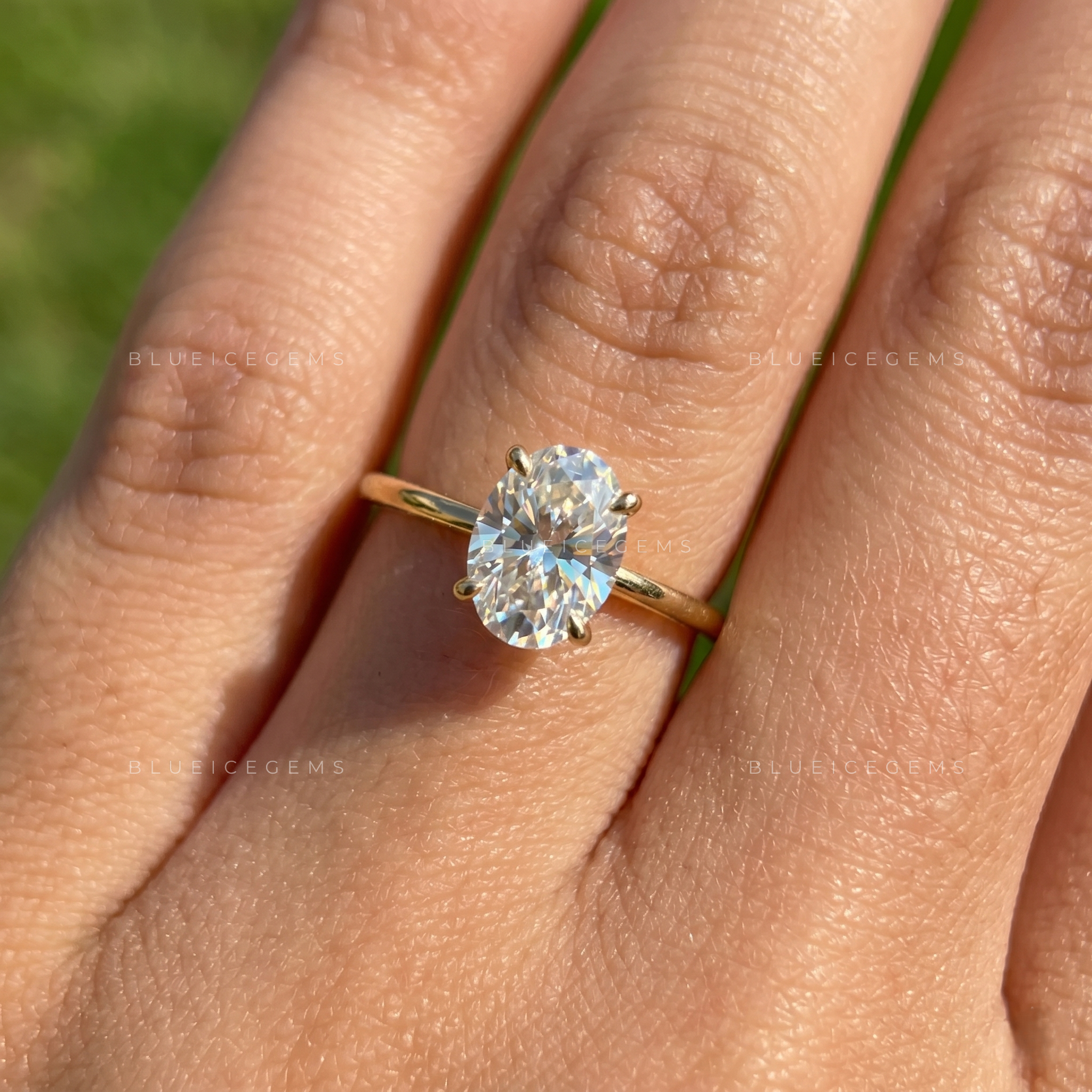Infinite Whispers Oval Cut Moissanite Thin Band Solitaire Engagement Ring