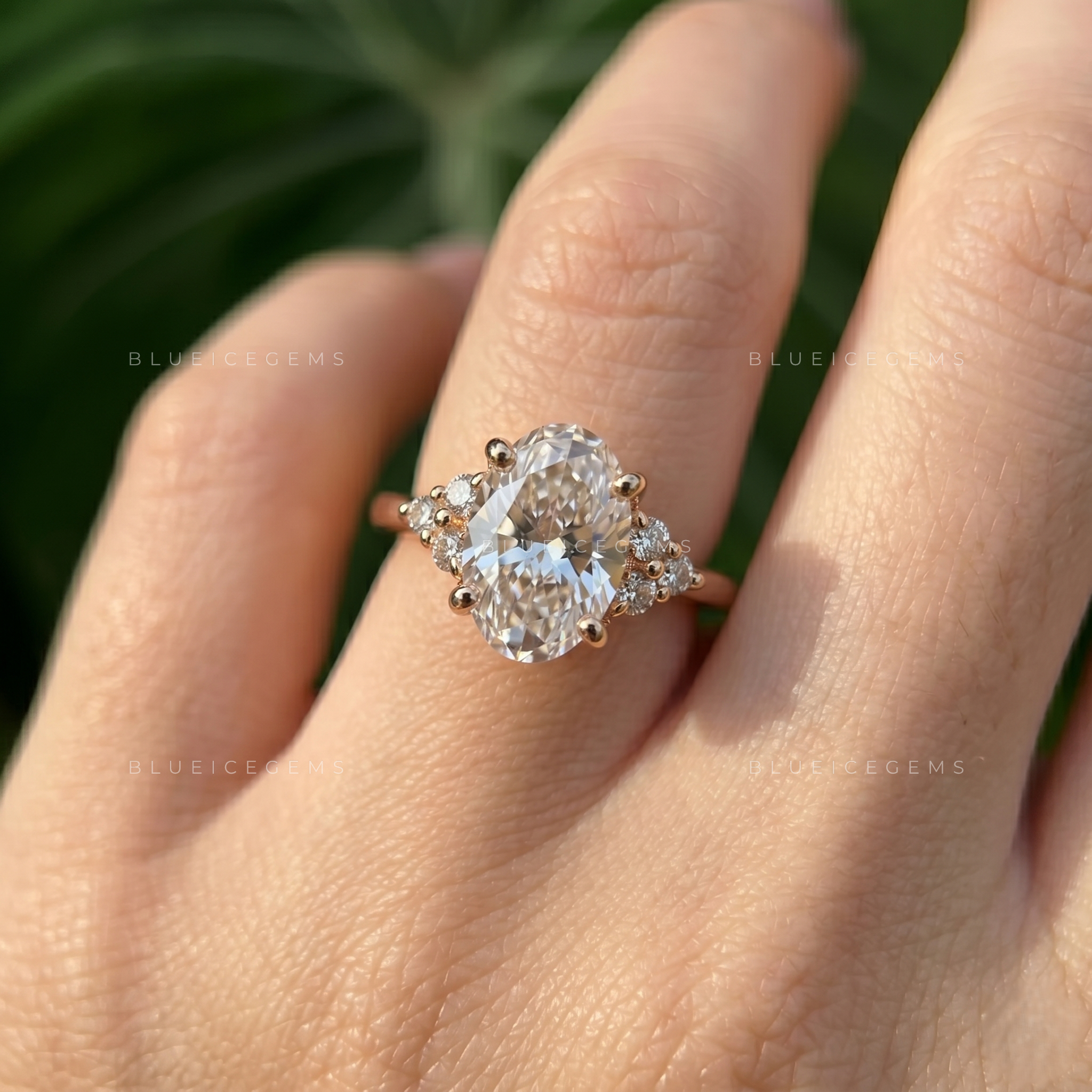 Luminous Harmony Oval Cut Three Stone Engagement Ring