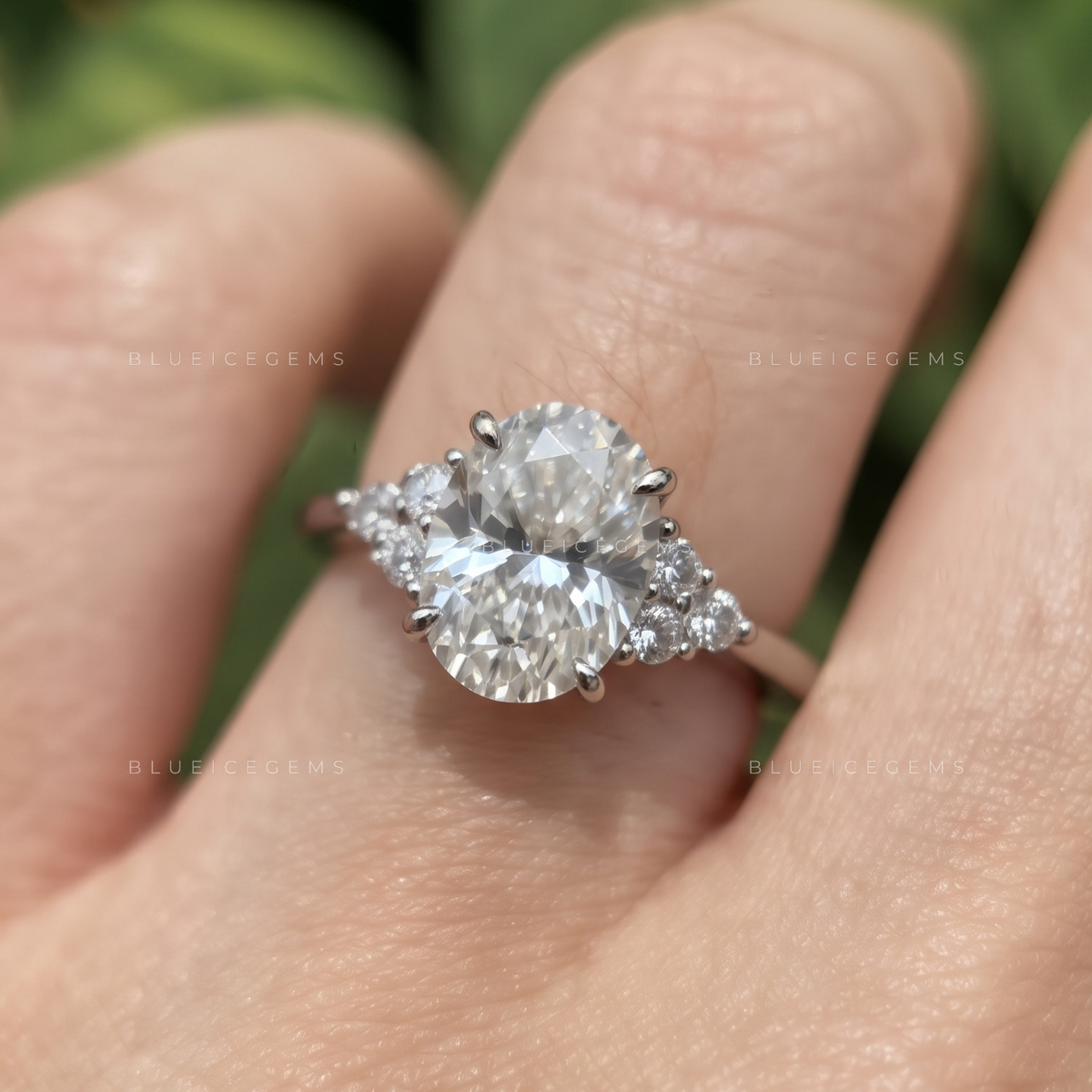 Oval Brilliant Cut Accent Solitaire Engagement Ring