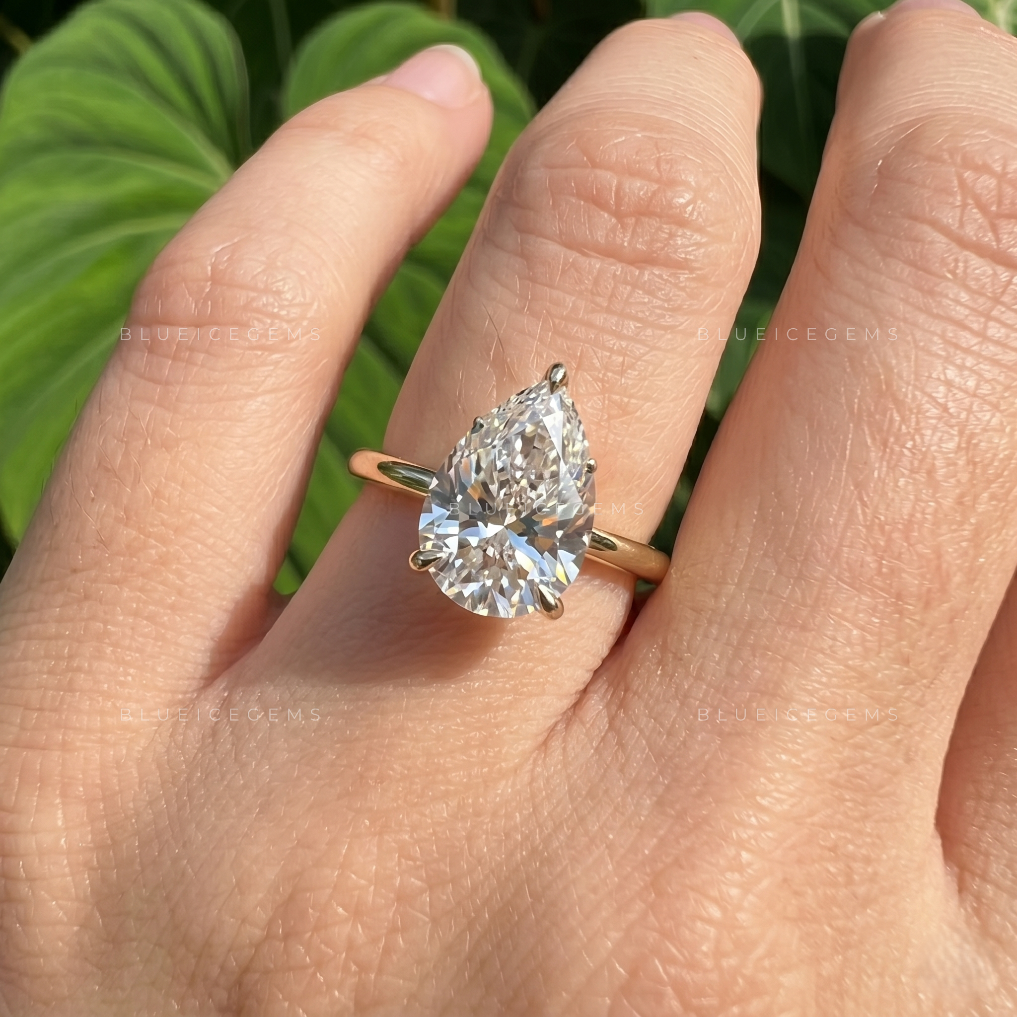 Whispering Grace Dainty Pear Cut Solitaire Engagement Ring